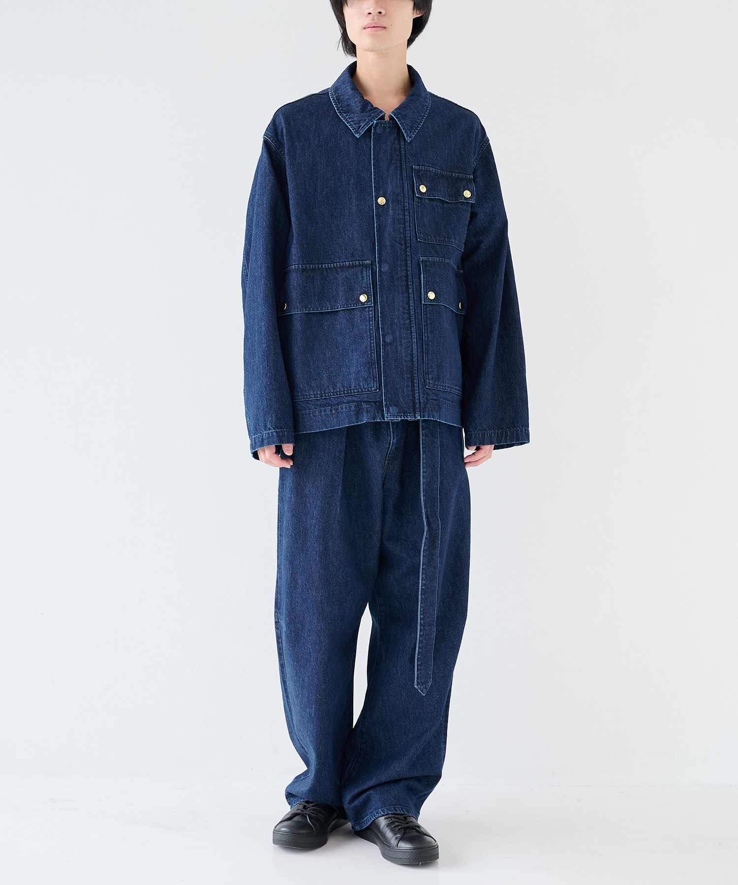 Barrel 1Tuck Wide Denim Pants with Long Belt CULLNI