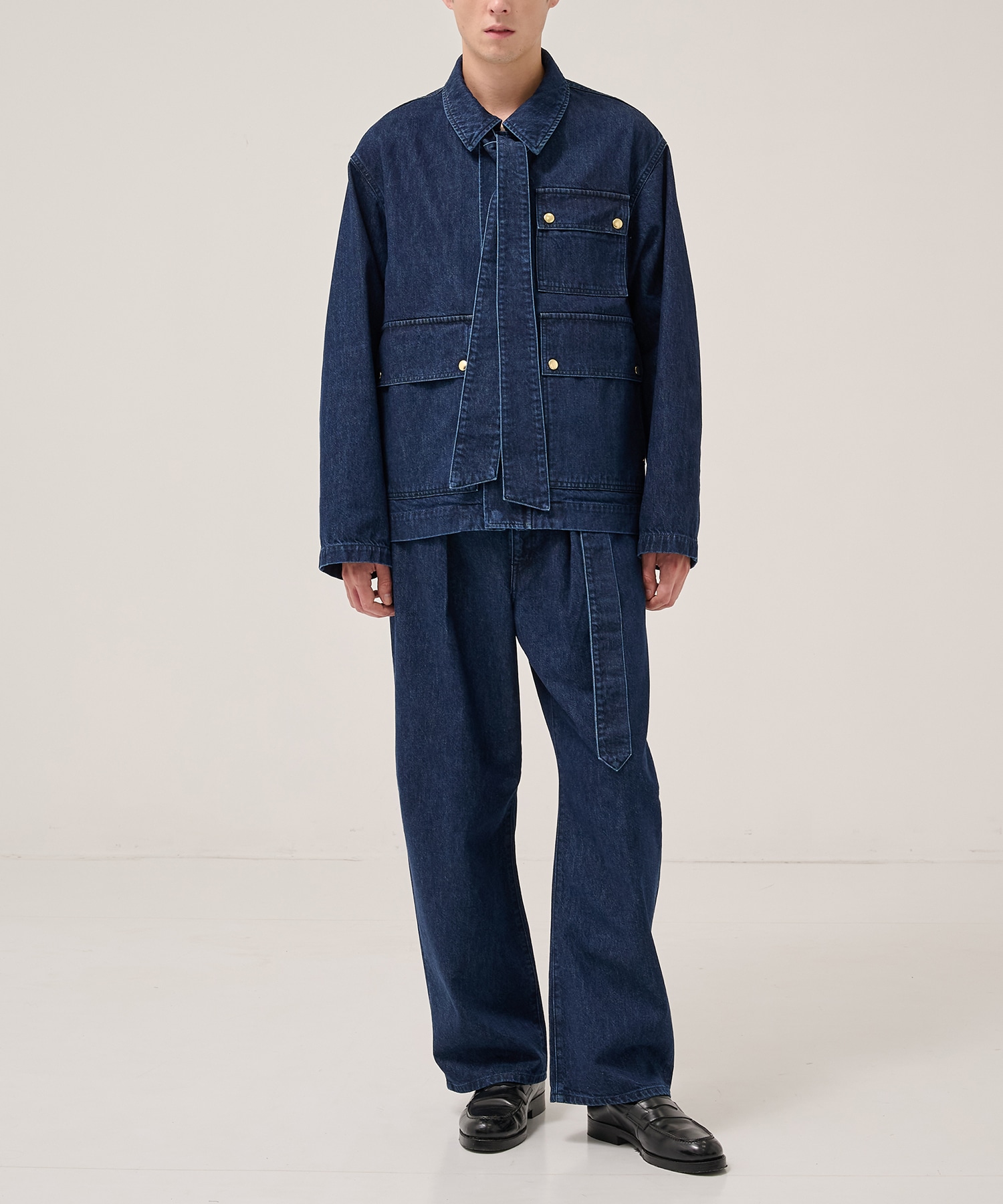 Barrel 1Tuck Wide Denim Pants with Long Belt CULLNI