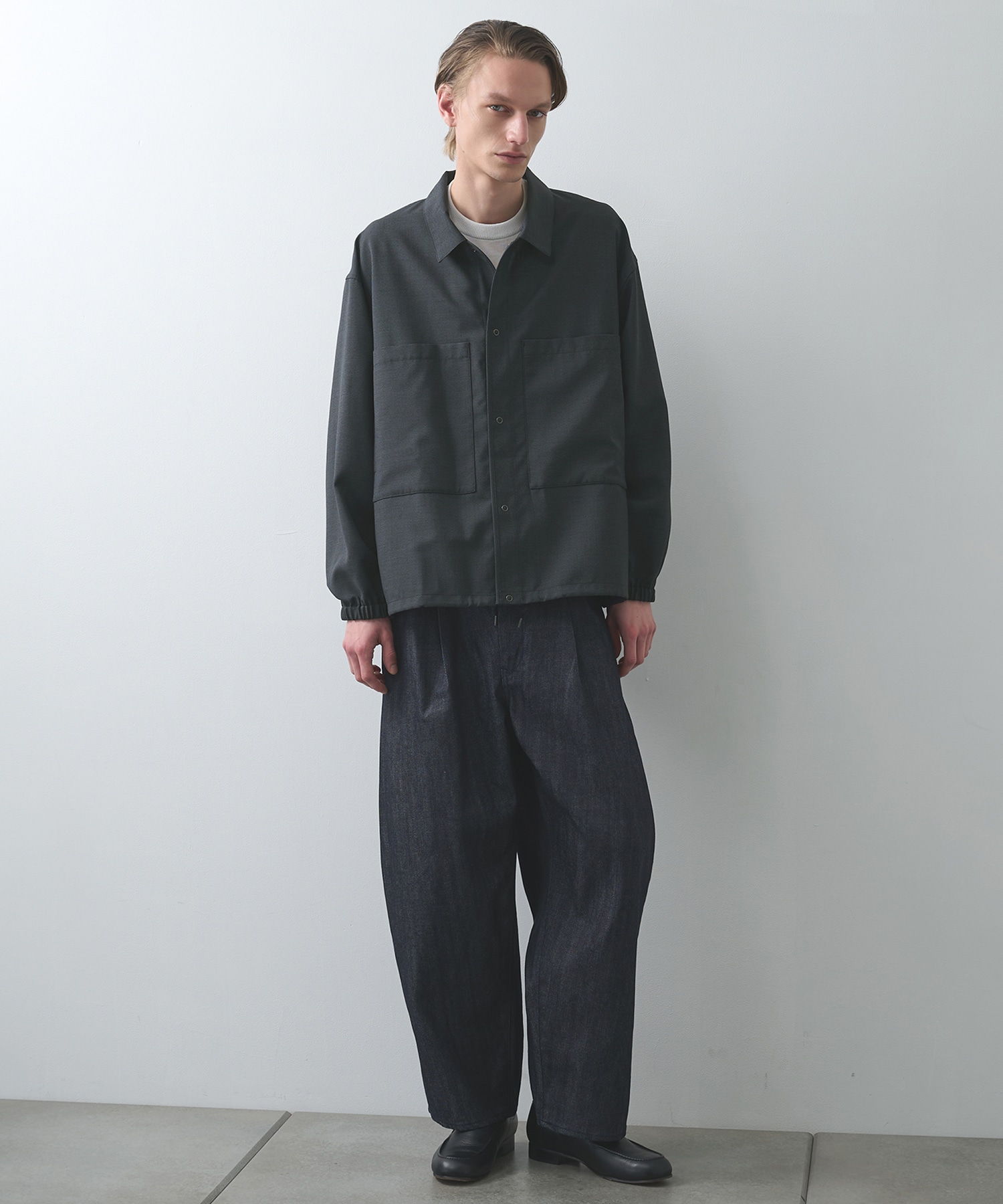 Deep tuck wide denim pants STILL BY HAND