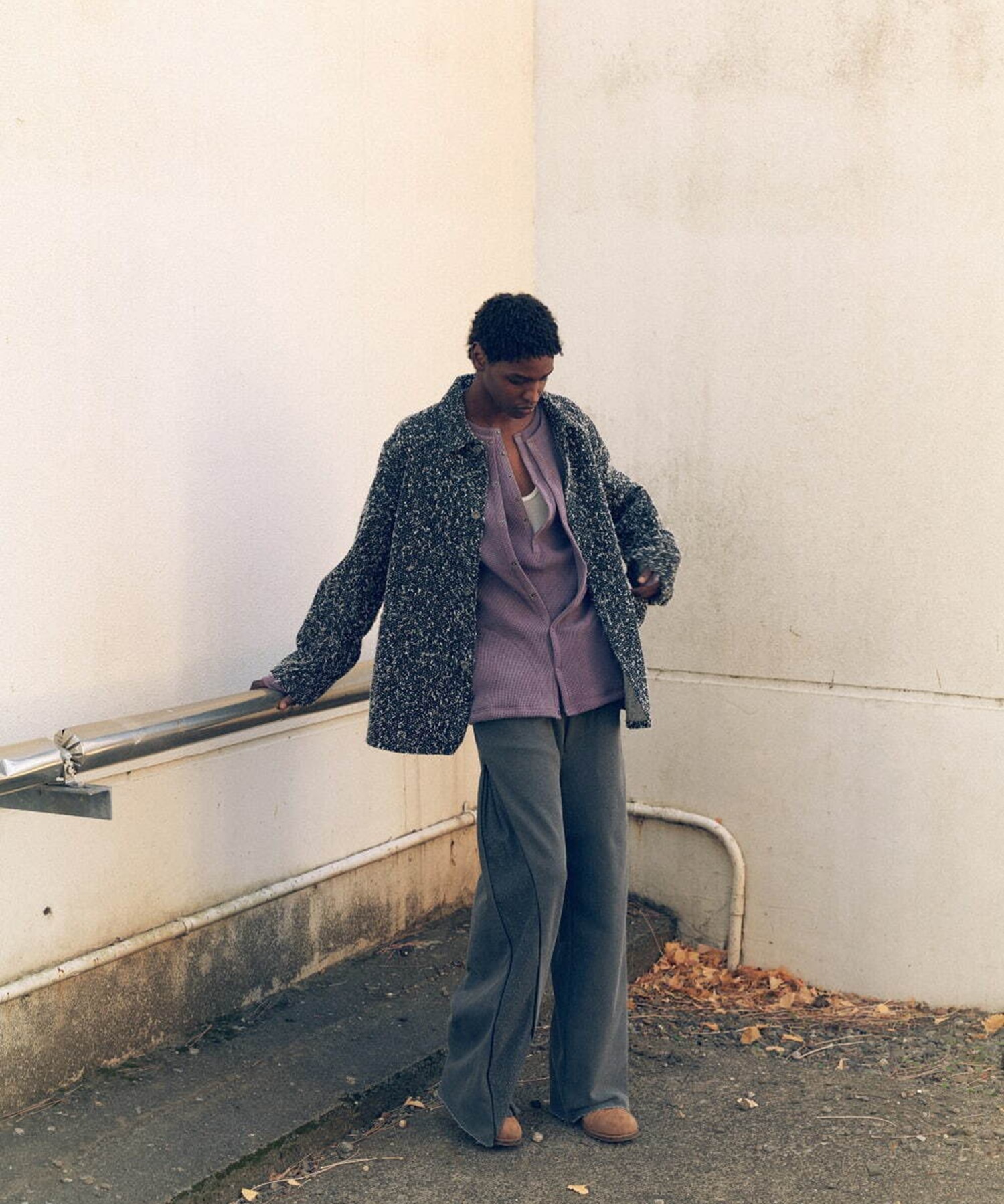 NEW RIB BAGGY PANTS- Pigment Print French Terry saby
