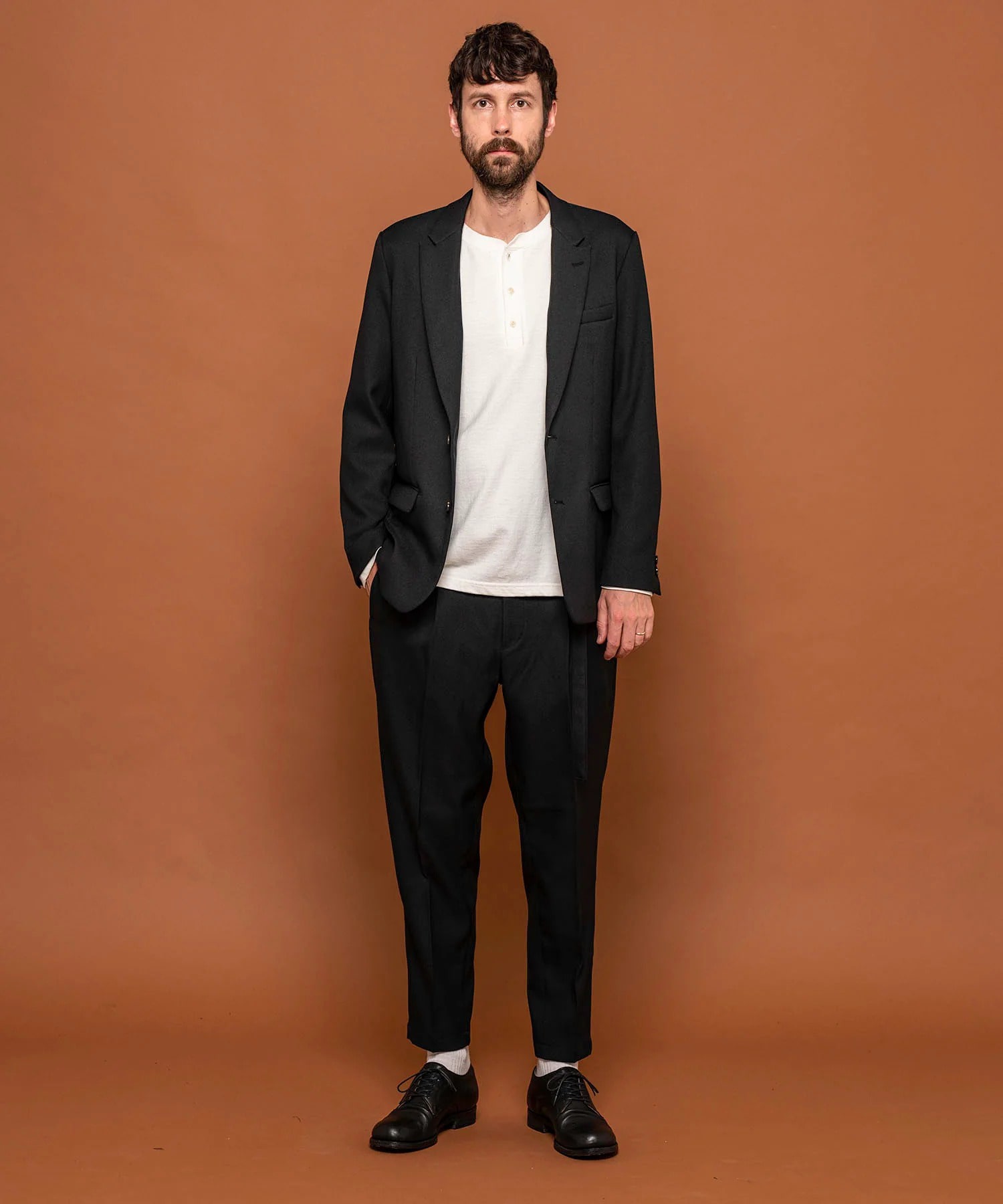 RETORO POLYESTER TWILL /BELTED WIDE TAPERED PANTS MR.OLIVE