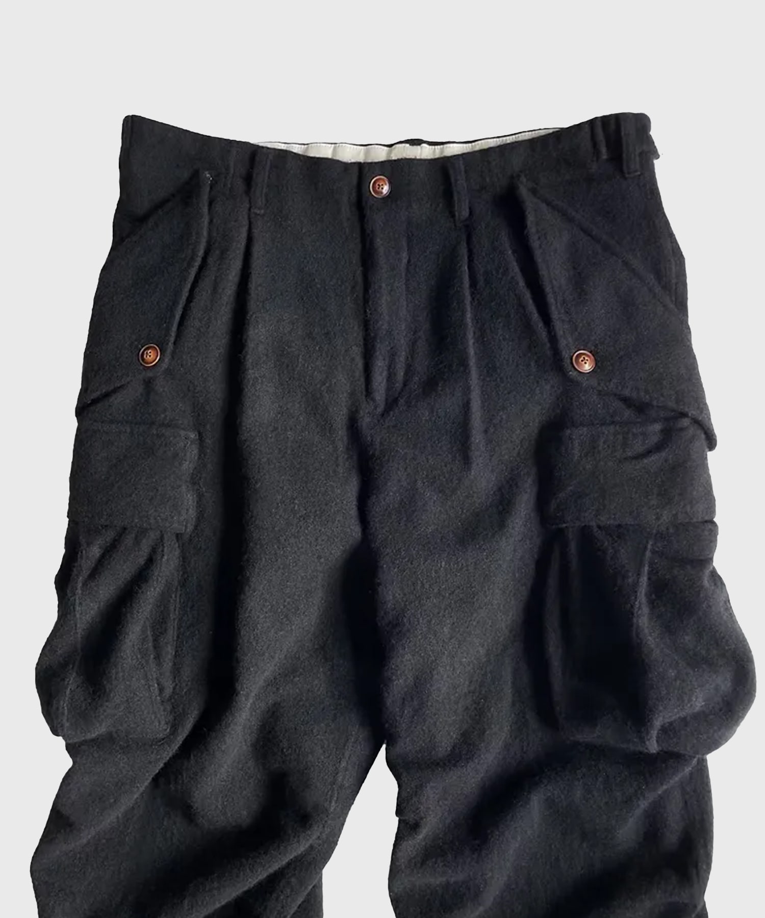 Military-detail wool pants KHOKI