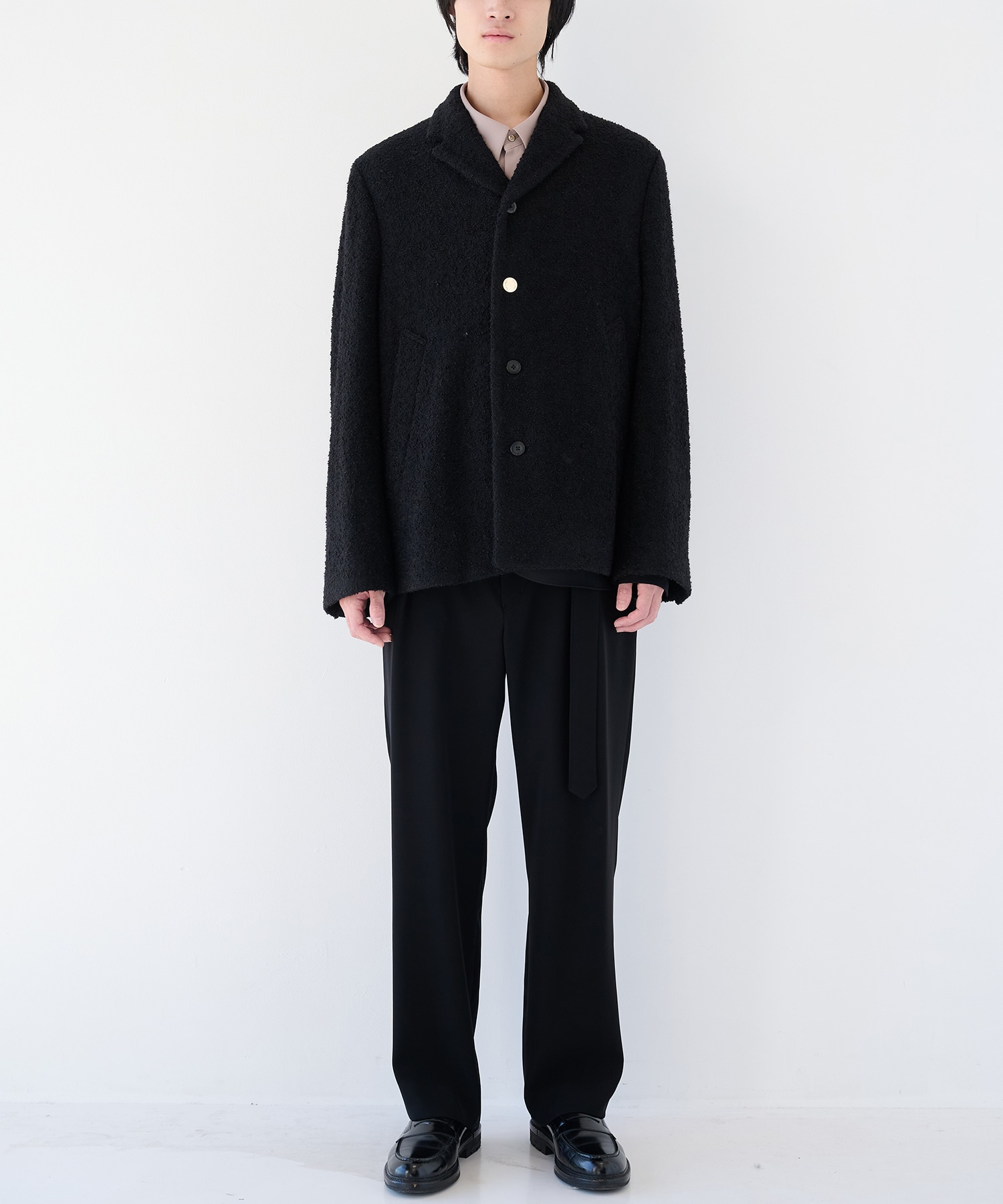 クルニ　Double Satin 1Tuck Pant Long Belt Double Satin 1Tuck Pant with Long Belt(1 GREY): CULLNI: MENS