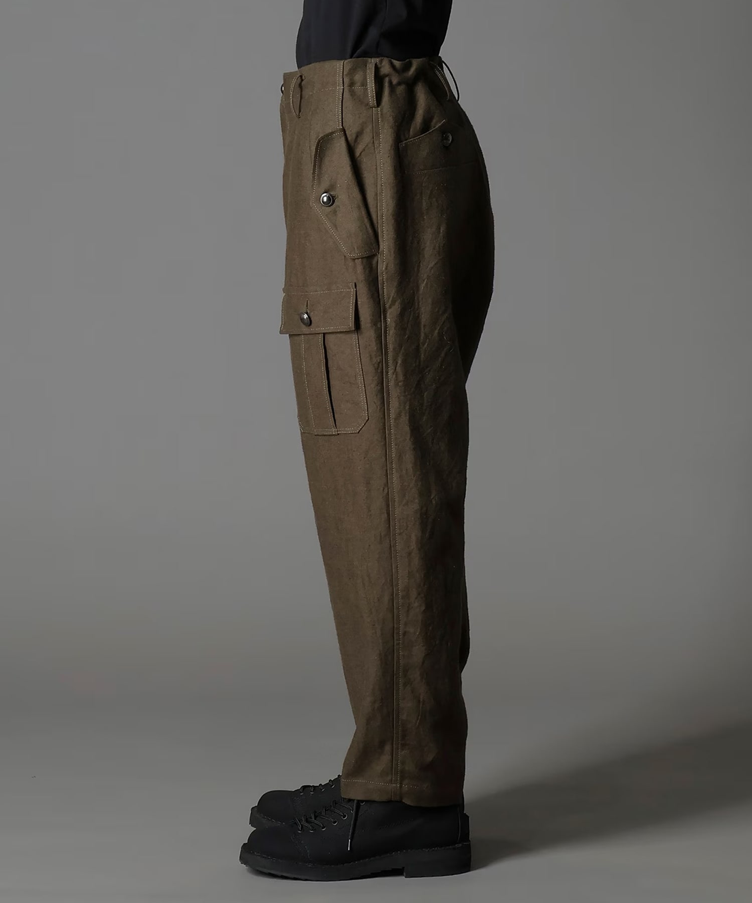 COTTON FLAX MOLESKIN POCKET SLIM PANTS GroundY
