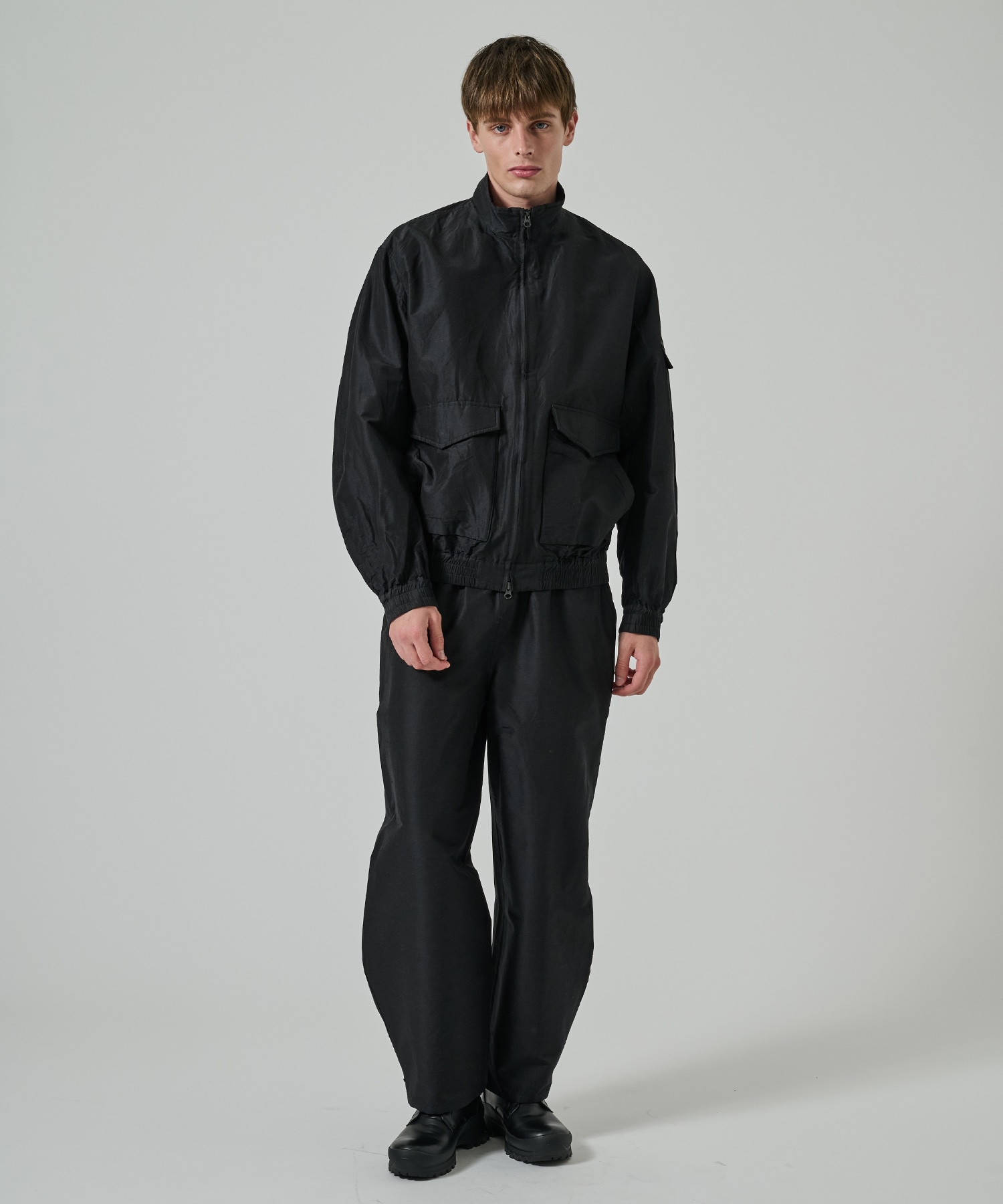 ウールシルク高密度タイプライター / フライトジャケット, Chambray Black MARKAWARE/marka