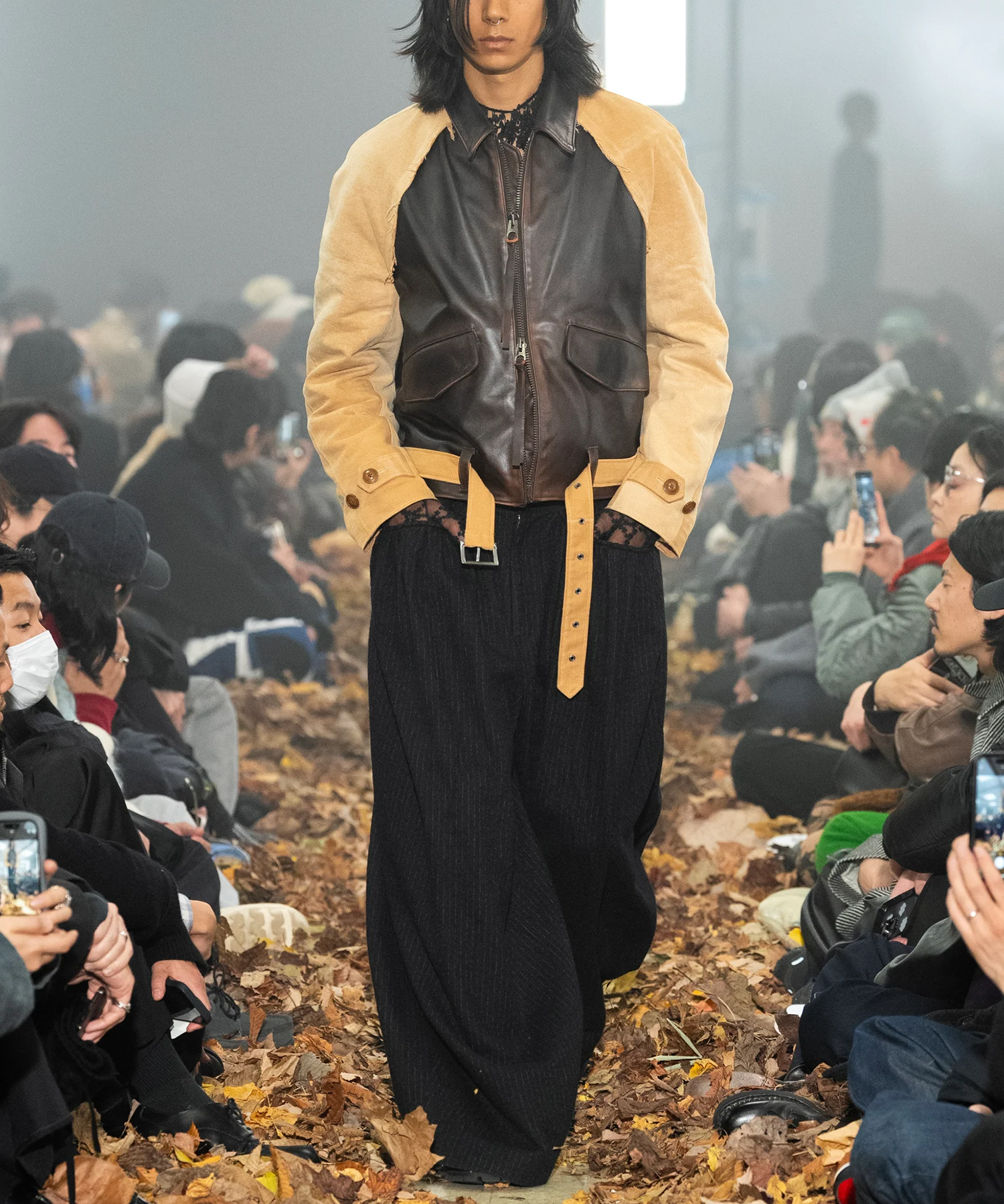 Vintage-effect lether jacket KHOKI