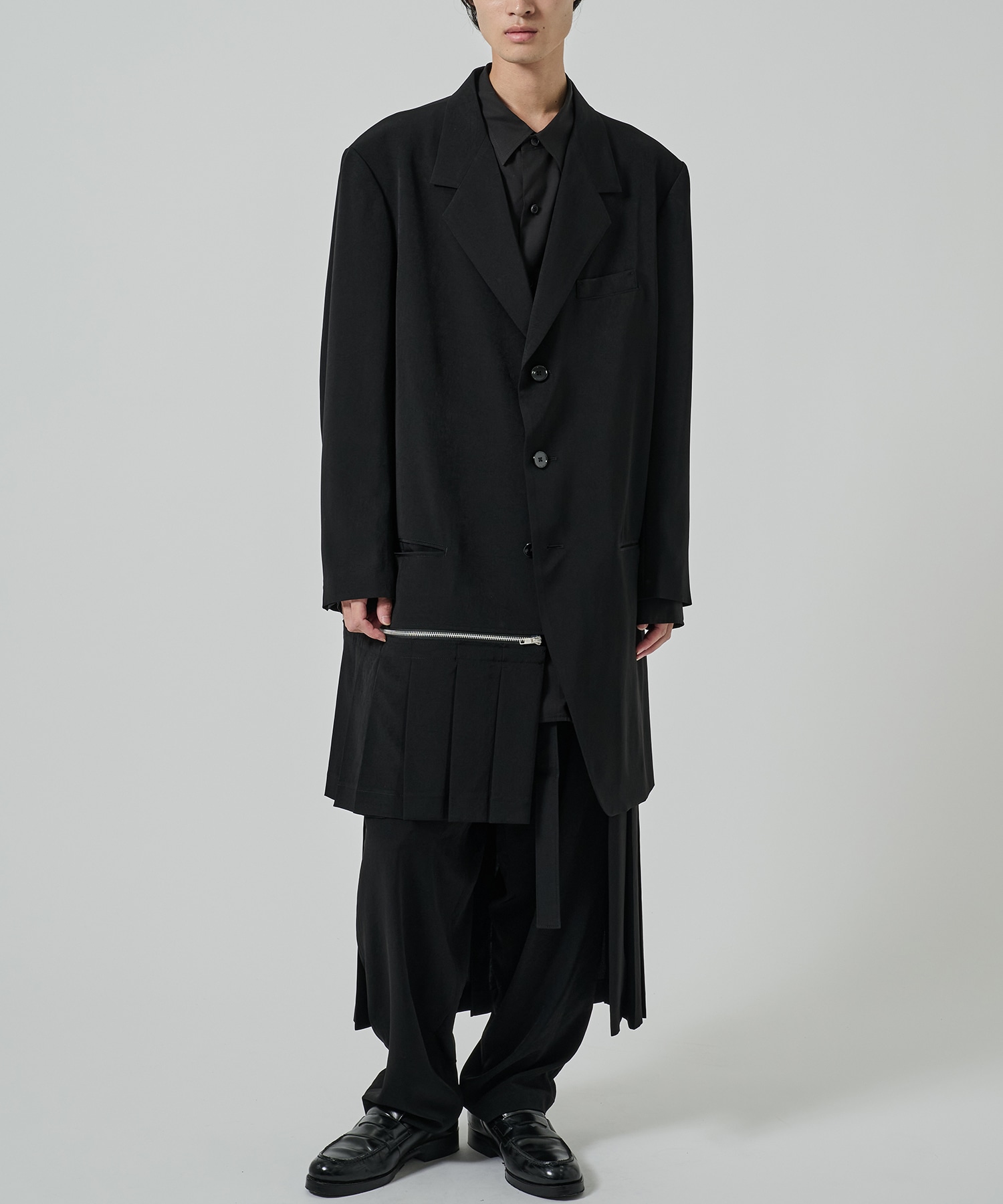 CREPE DE CHINE RIGHT PLEATED JACKET GroundY