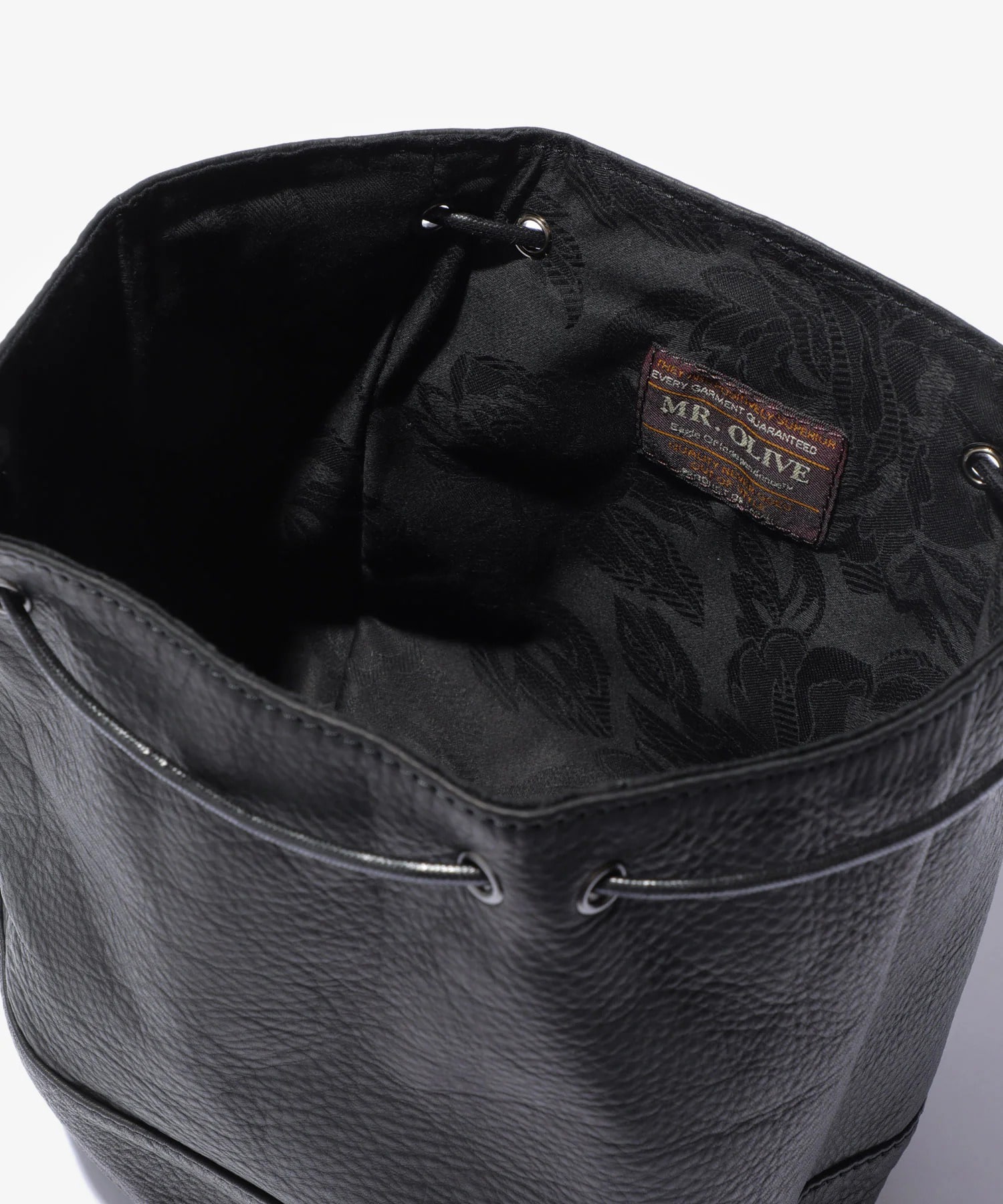 IMPERMA-LEATHER /2WAY DRAWSTRING POUCH MR.OLIVE