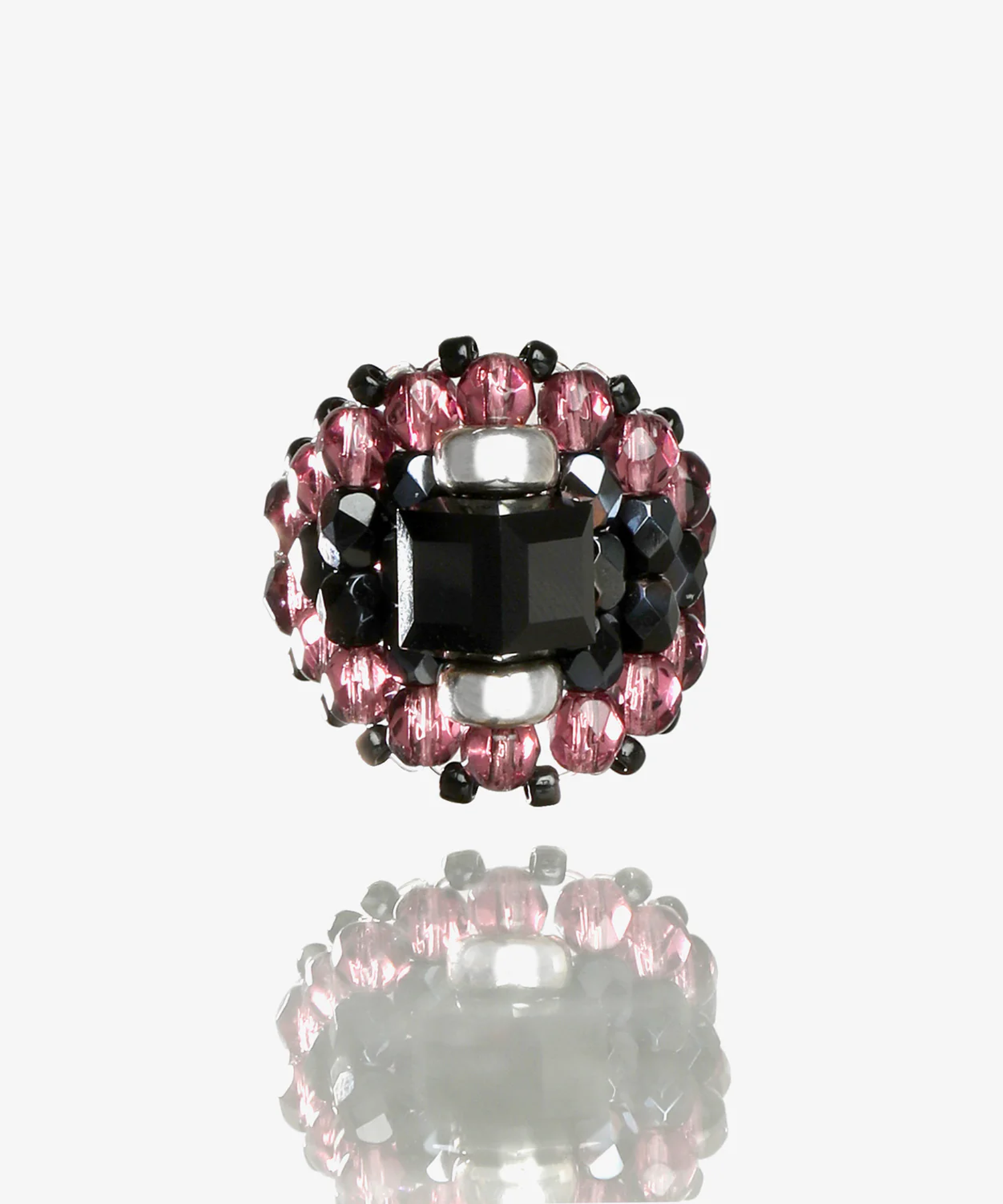 Needles x Tie A Knot Square Crystal Beads Ring NEEDLES