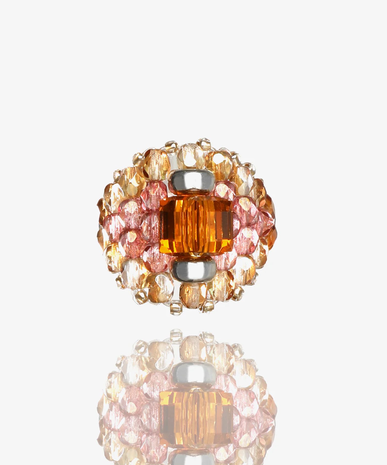 Needles x Tie A Knot Square Crystal Beads Ring NEEDLES