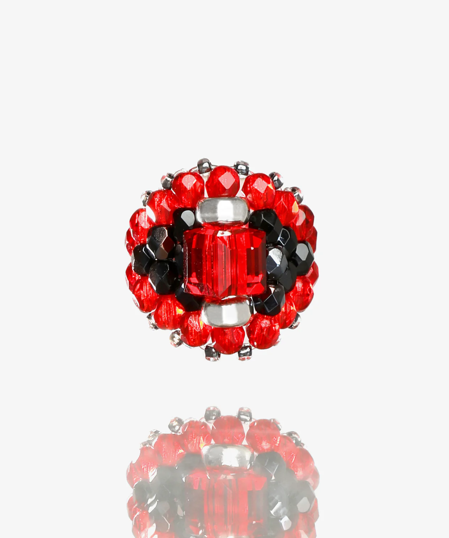 Needles x Tie A Knot Square Crystal Beads Ring NEEDLES