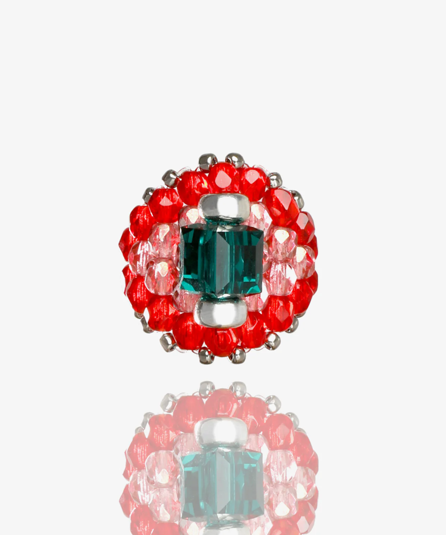 Needles x Tie A Knot Square Crystal Beads Ring NEEDLES