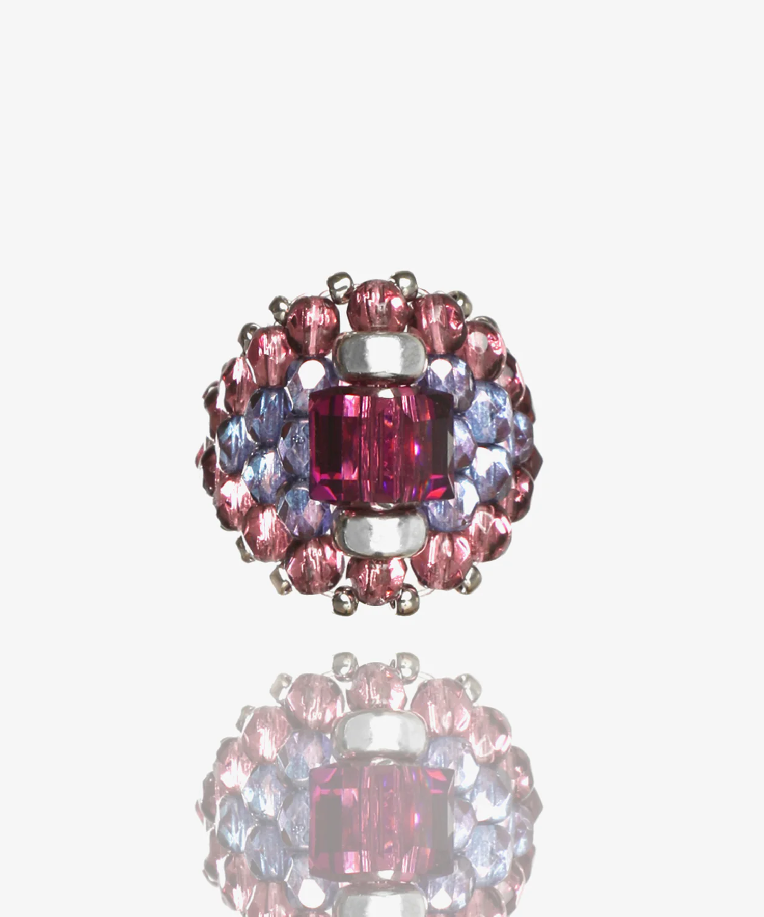 Needles x Tie A Knot Square Crystal Beads Ring NEEDLES