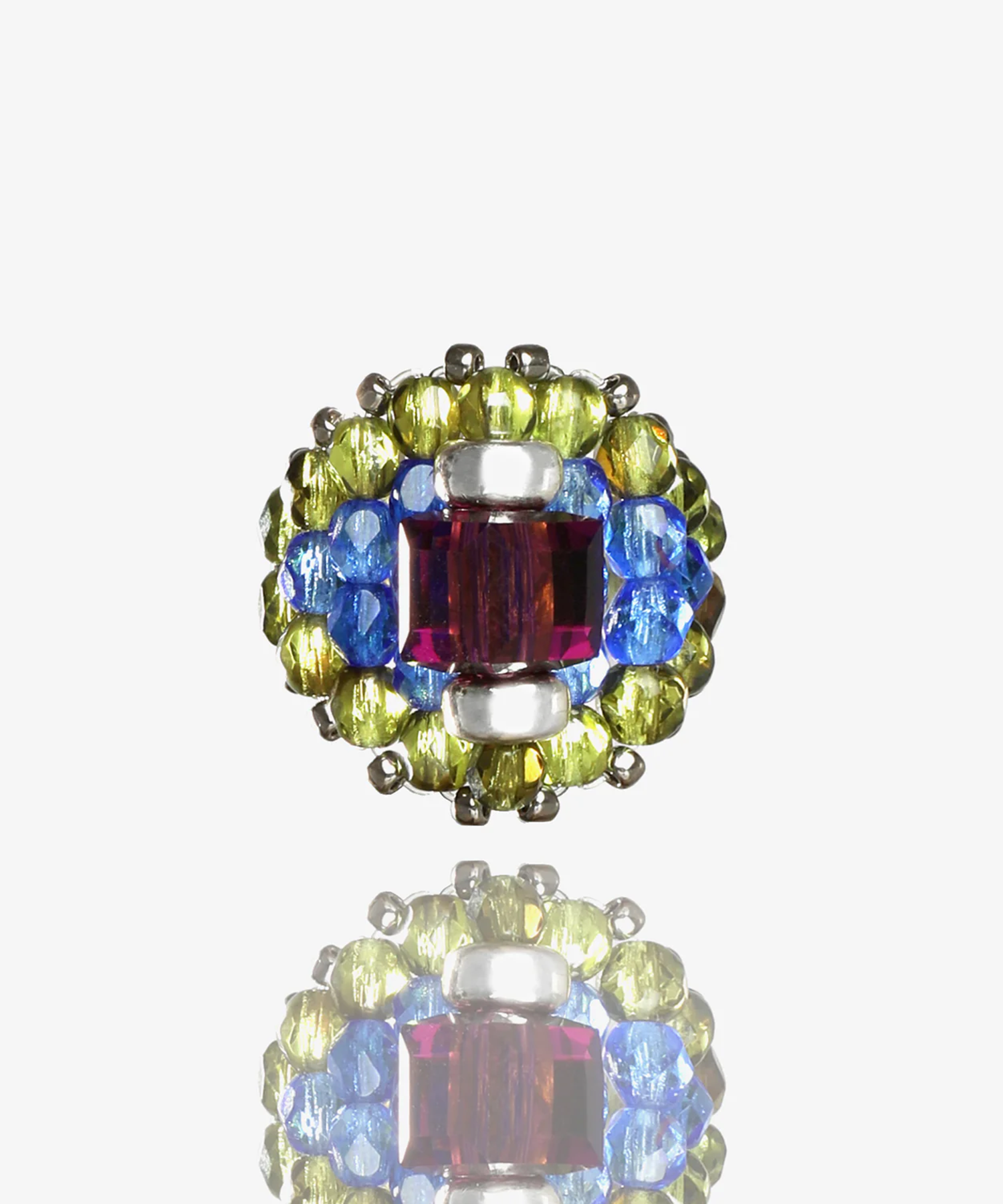 Needles x Tie A Knot Square Crystal Beads Ring NEEDLES