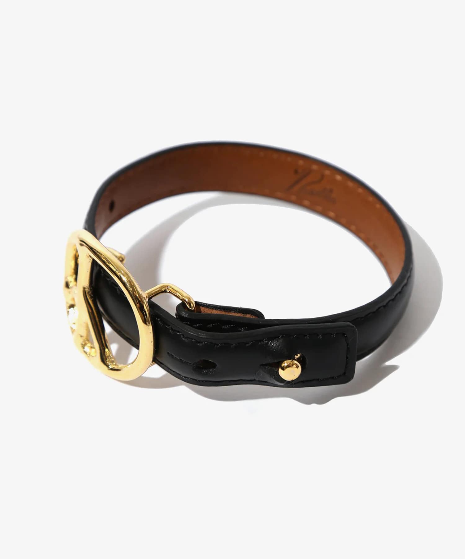 Peace Buckle Narrow Bracelet - Steer Lthr. NEEDLES