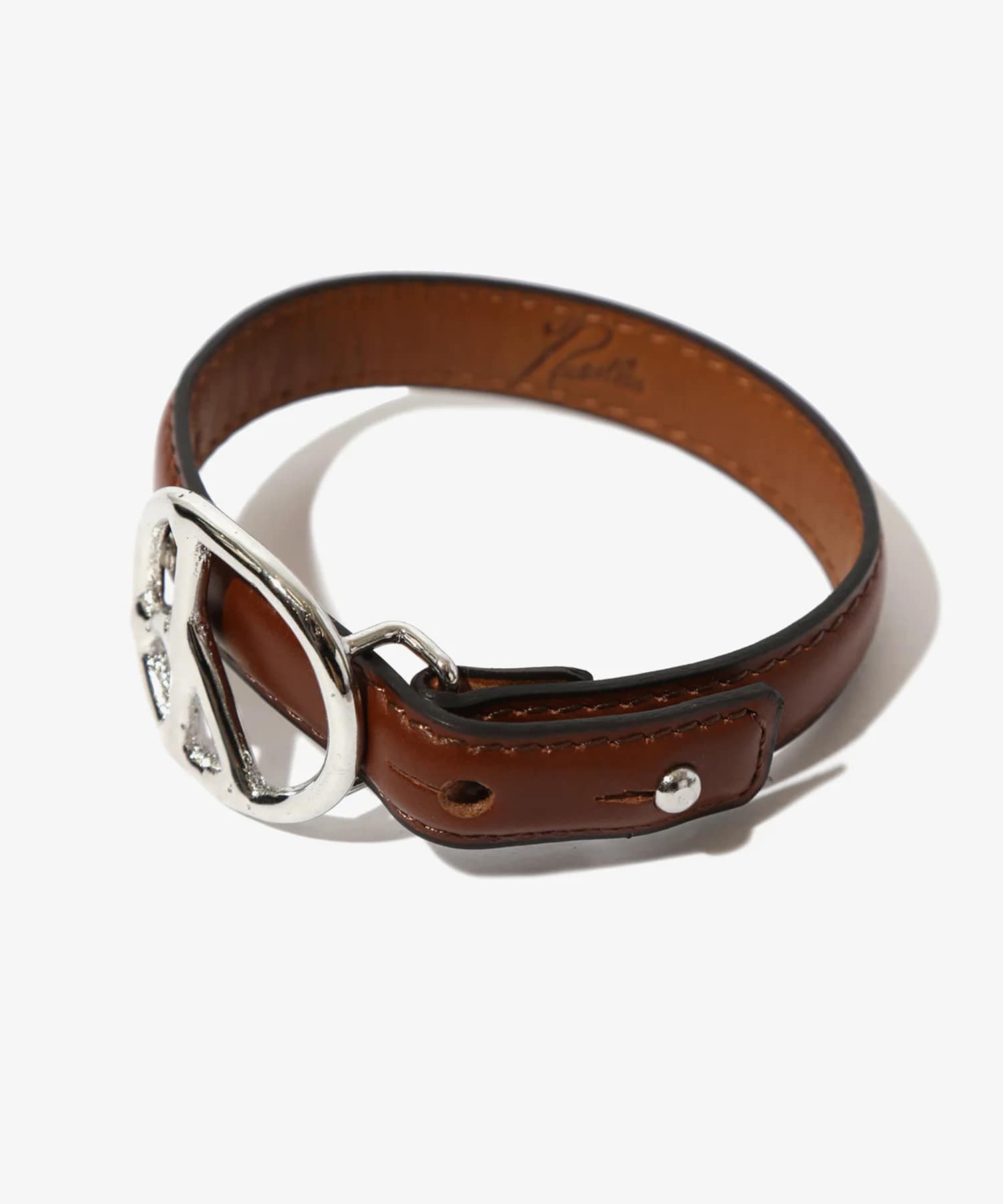 Peace Buckle Narrow Bracelet - Steer Lthr. NEEDLES