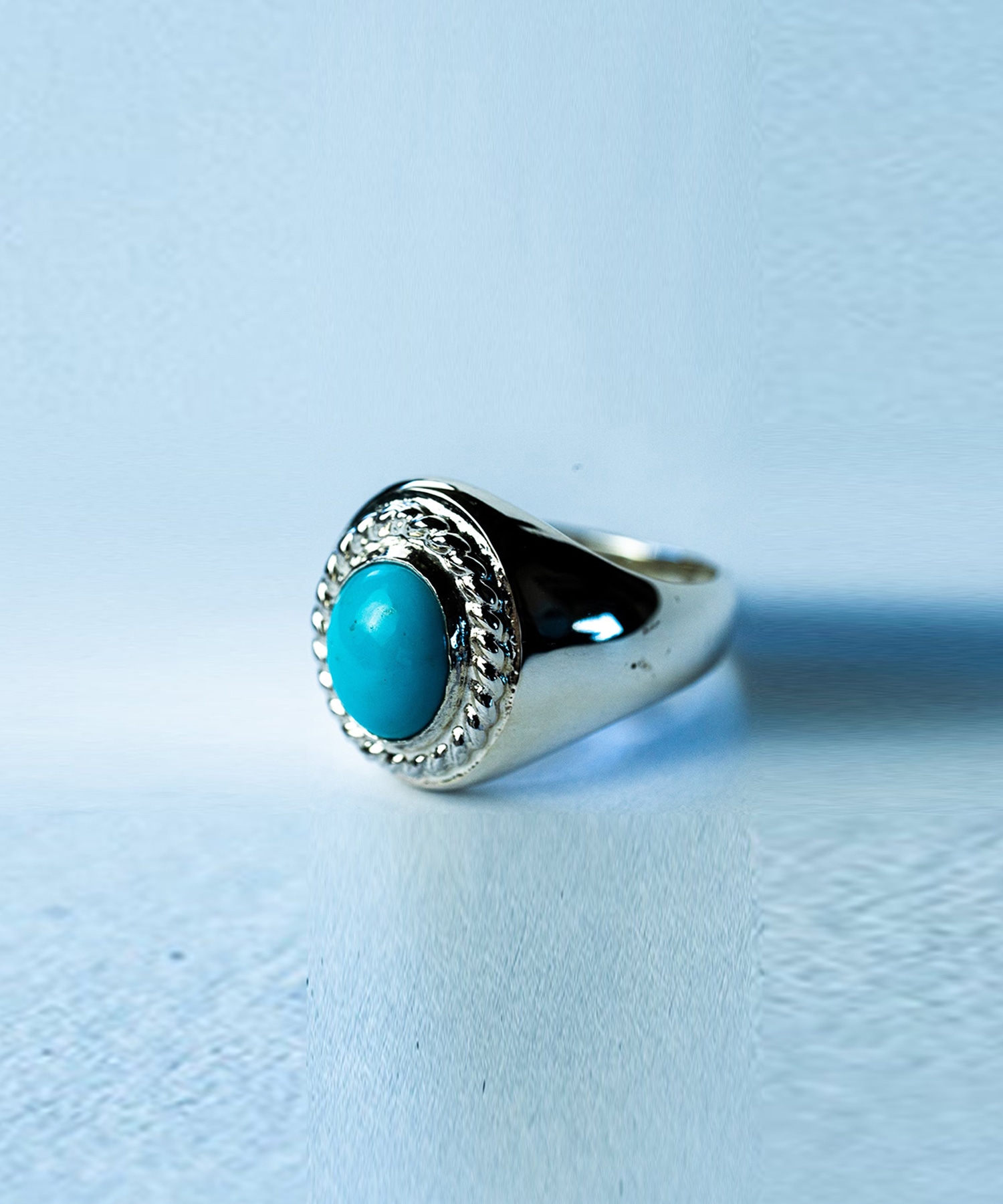 R-033 ターコイズ付きオーバルシグネットリング WAKAN SILVER SMITH