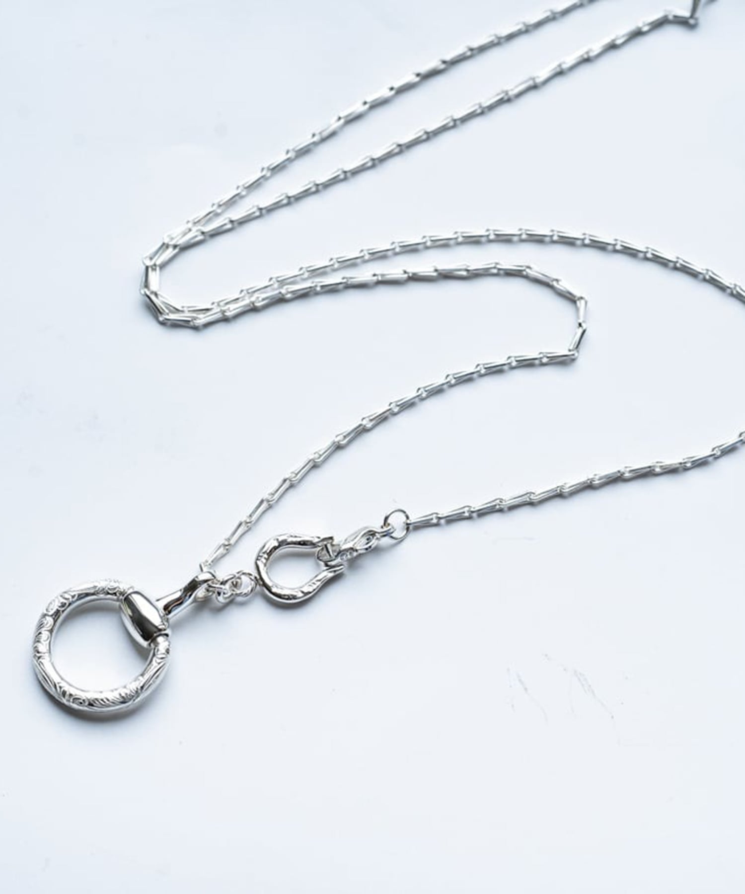 C-042 Horse shoe drop necklace (60cm)＋Horse bit glass holde WAKAN SILVER SMITH