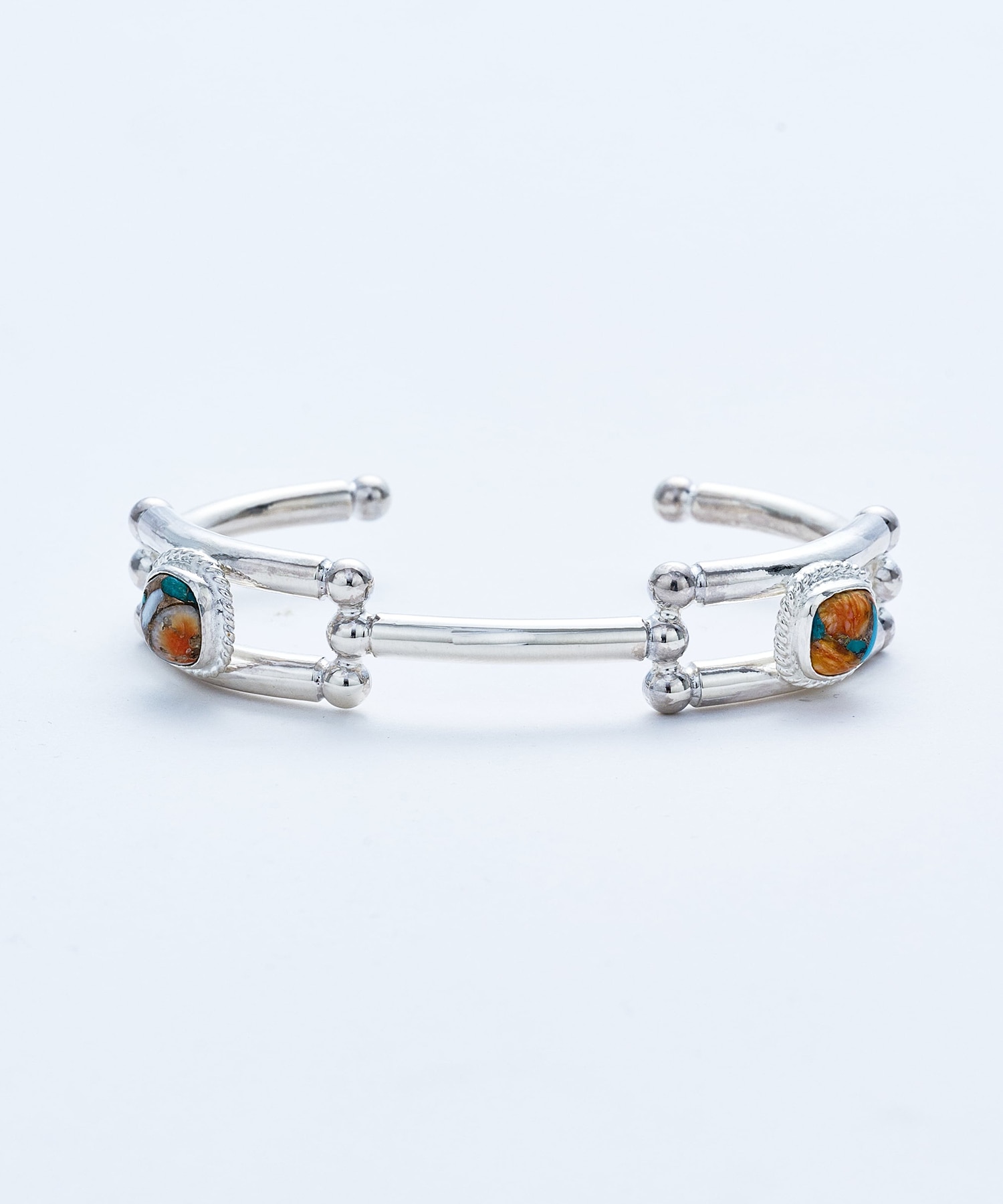 BN-094 Beastplate Bangle (Double copper turquoise) WAKAN SILVER SMITH