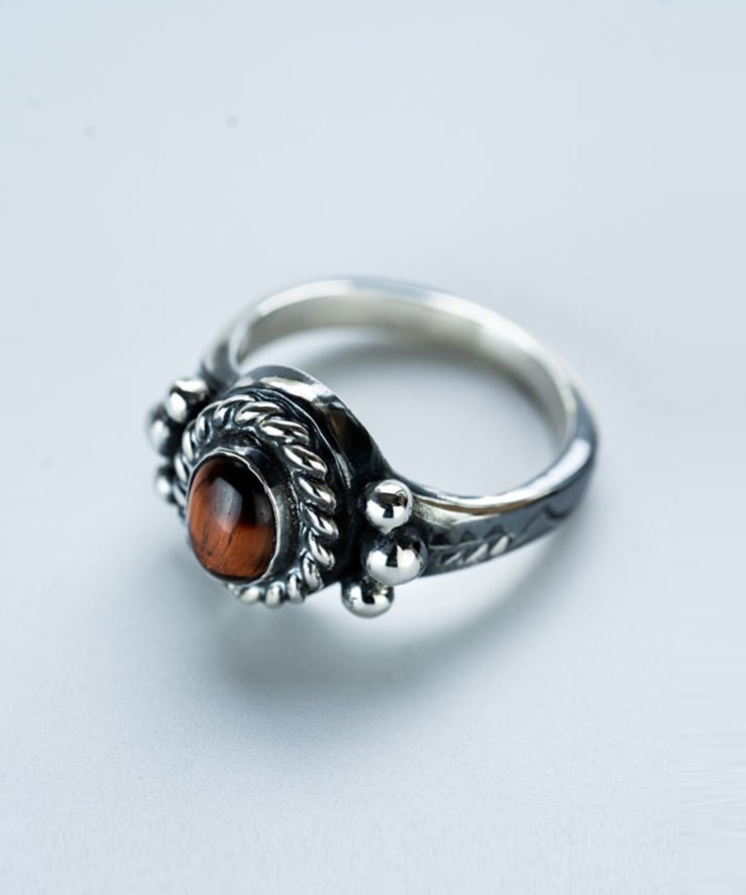 R-095 Native Oval Signet Ring (Tiger Eye) WAKAN SILVER SMITH