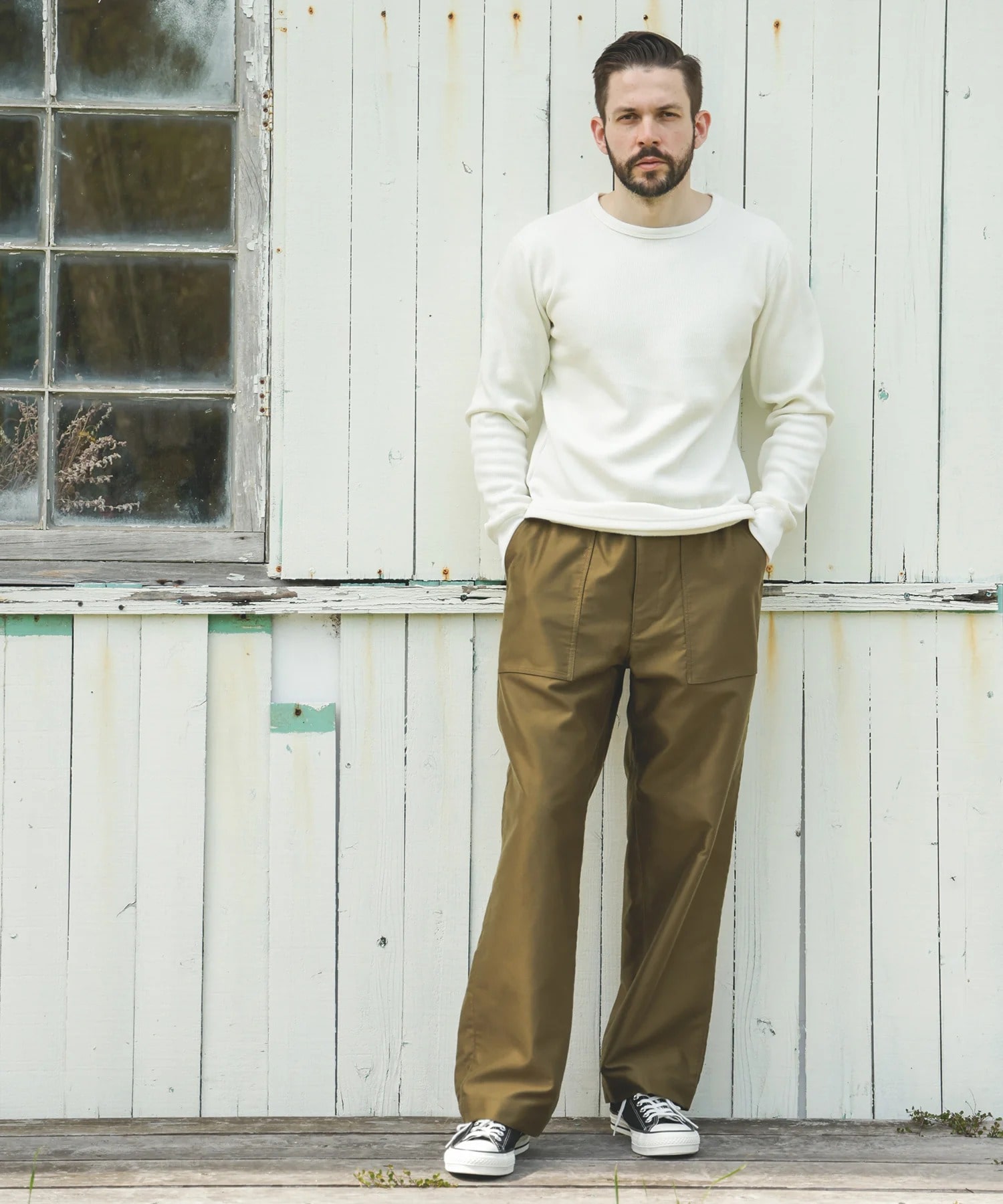 HEAT THERMAL /INNER CREW NECK SHIRT MR.OLIVE