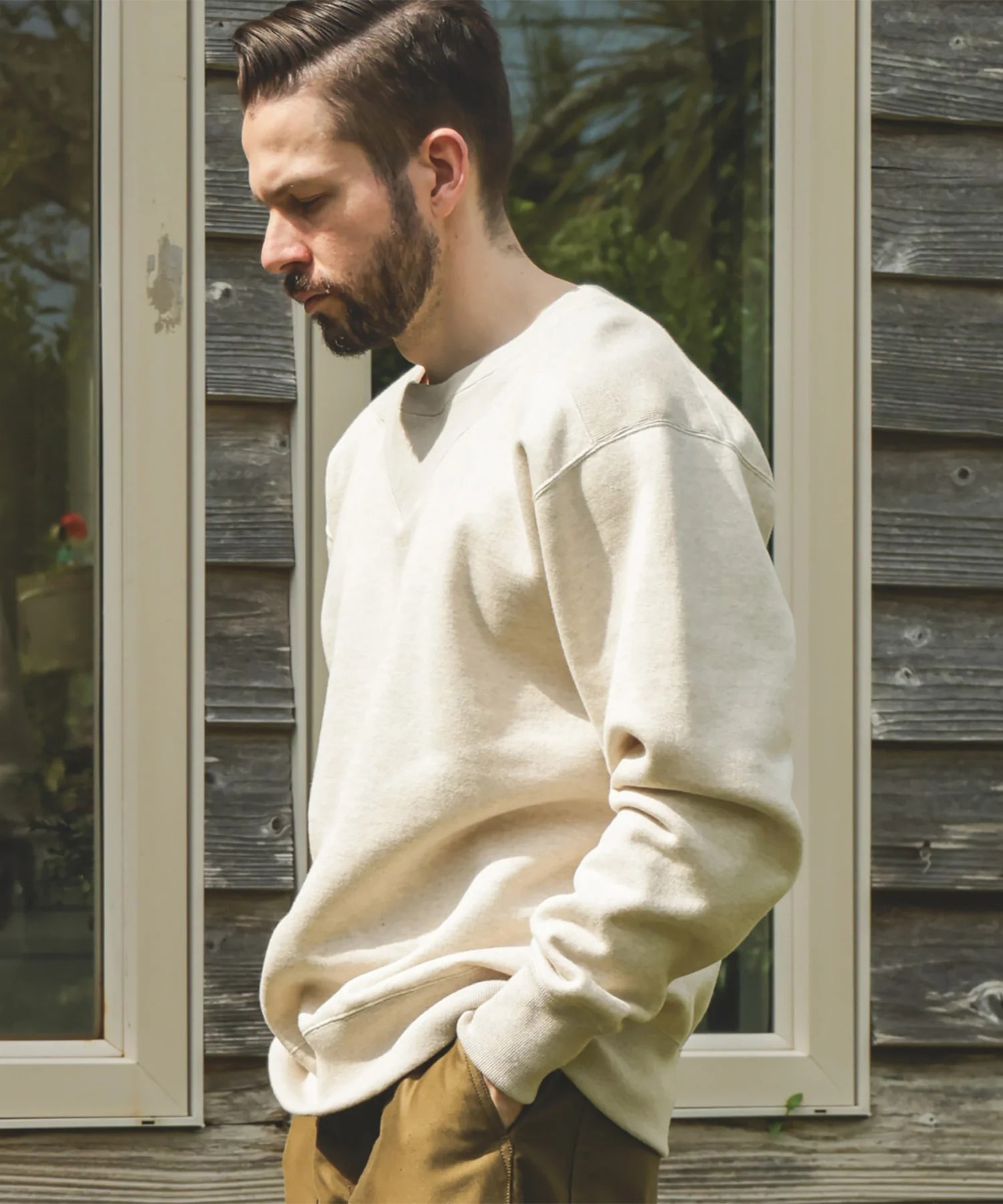FRENCH TERRY RAFFY COTTON /GUSSET YOKE SHIRT MR.OLIVE