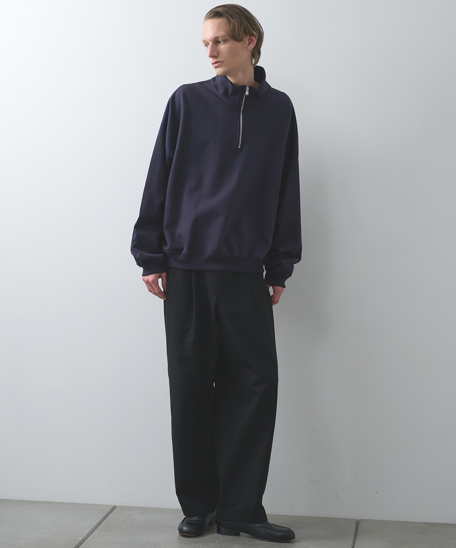 オーガニックコットンヘビー吊裏毛 / ショートクォータージッププルオーバー, D Navy MARKAWARE/marka
