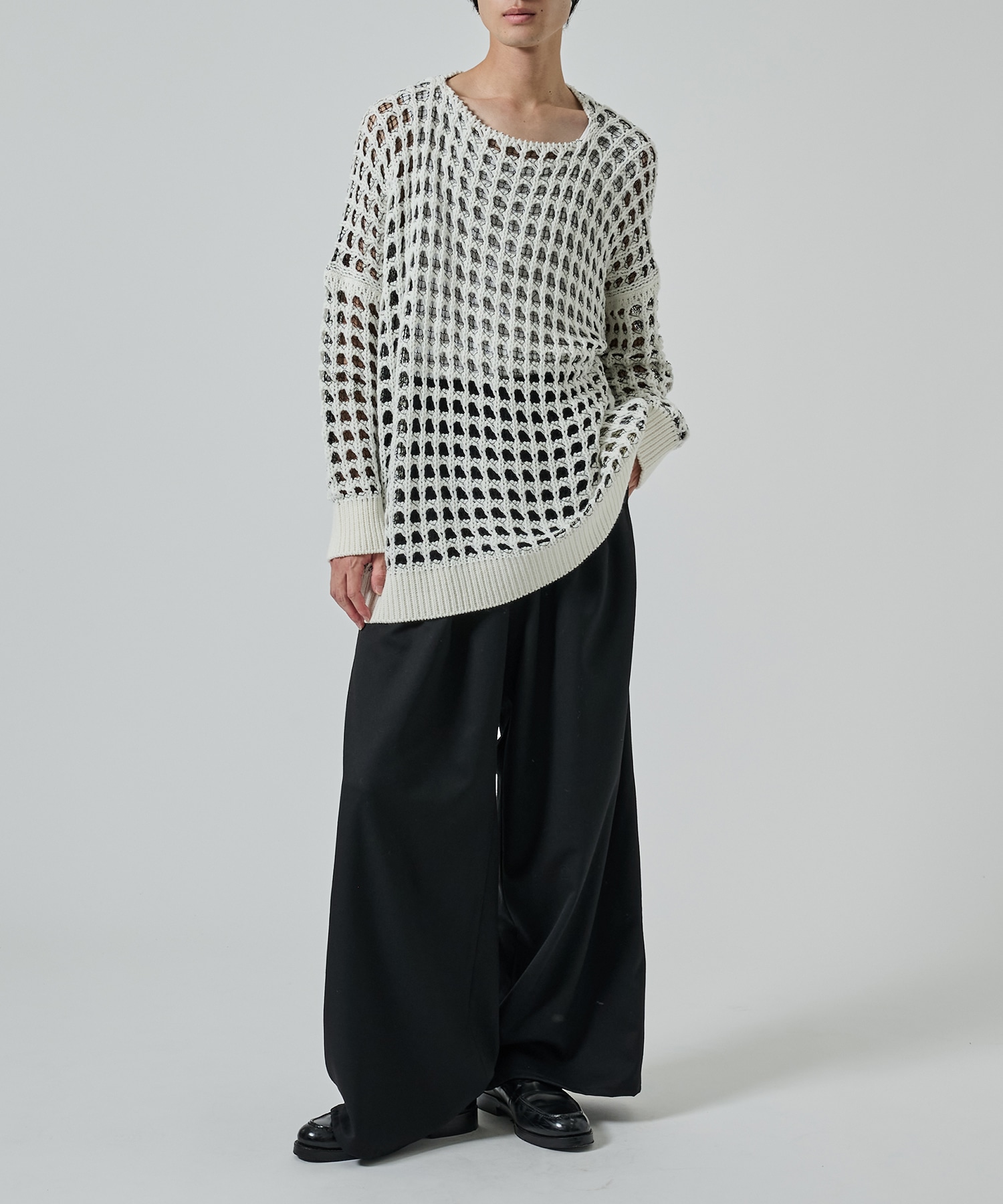 メッシュアシンメトリーニット sulvam
