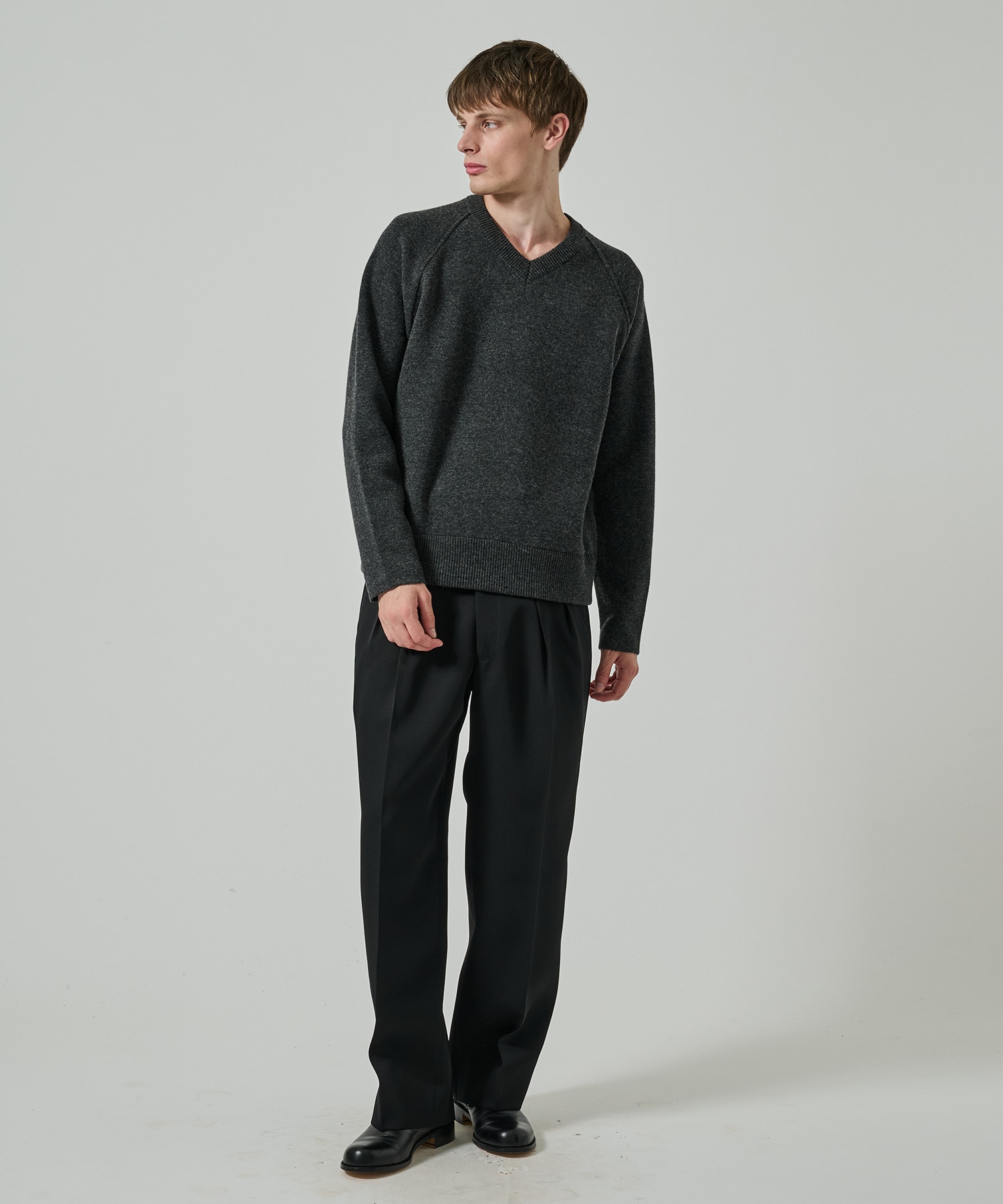 RERACS RAGLAN V NECK PULLOVER KNIT THE RERACS