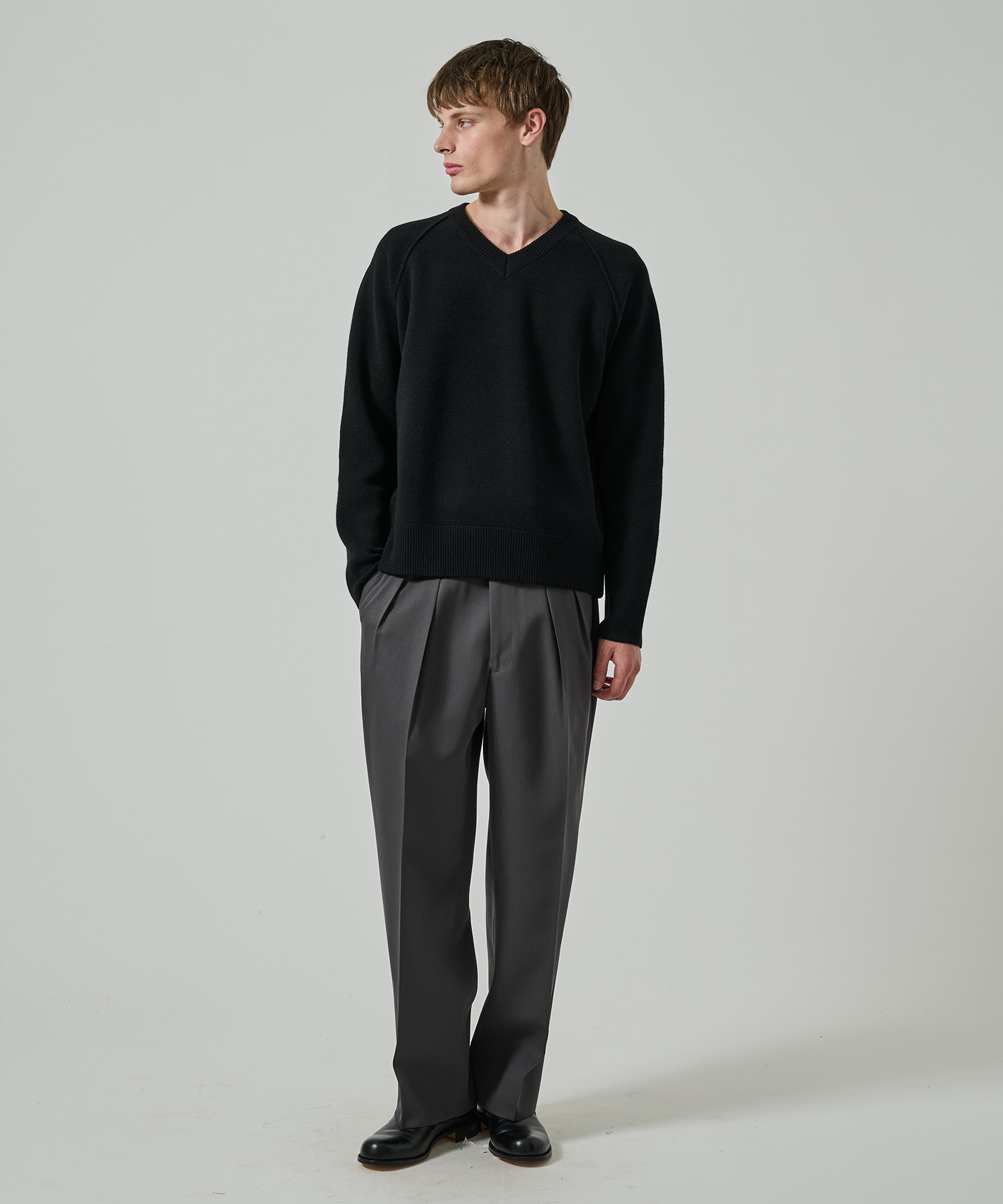 RERACS RAGLAN V NECK PULLOVER KNIT THE RERACS