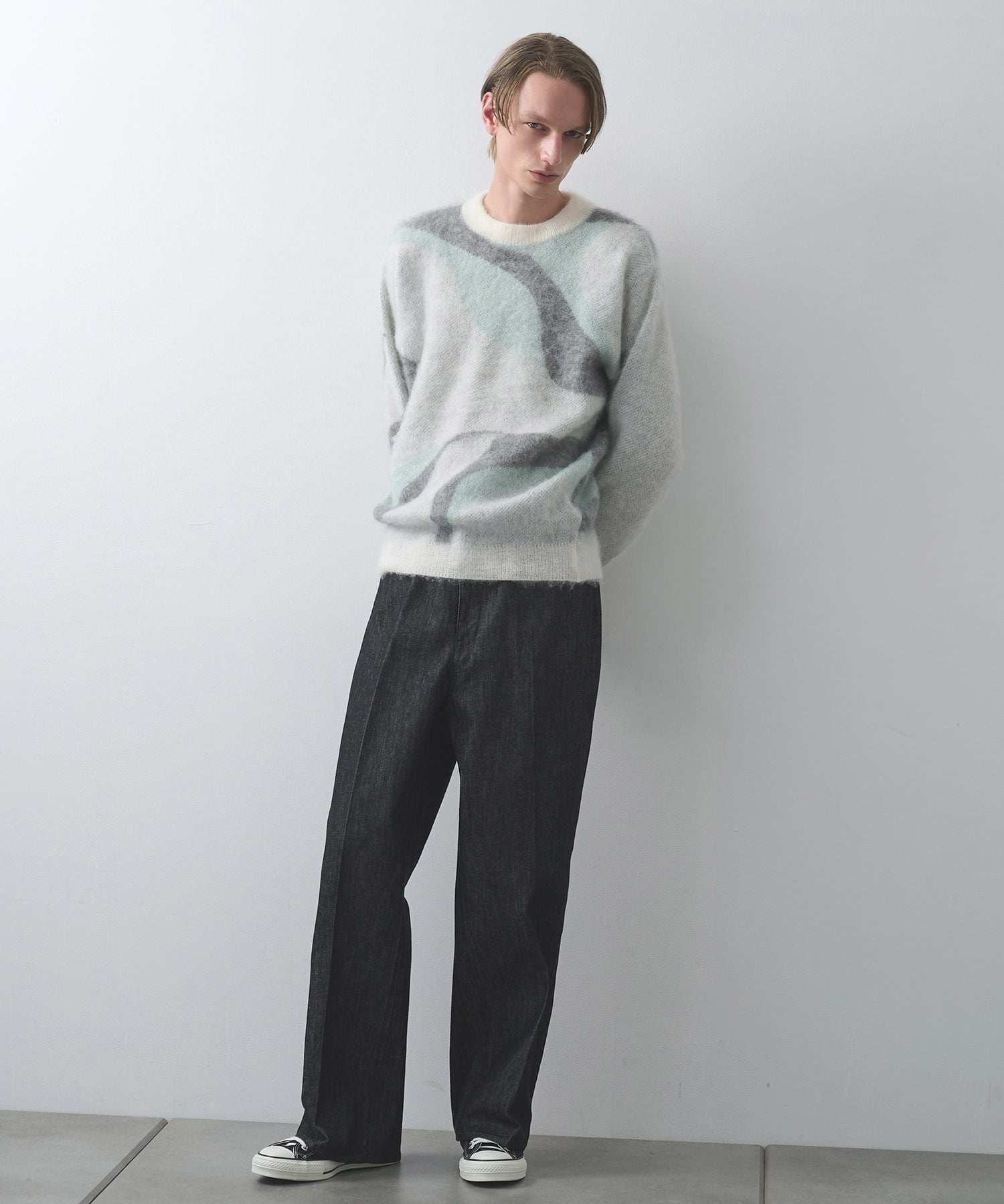 別注 Mohair Jacquard Crew Neck Knit WRAPINKNOT