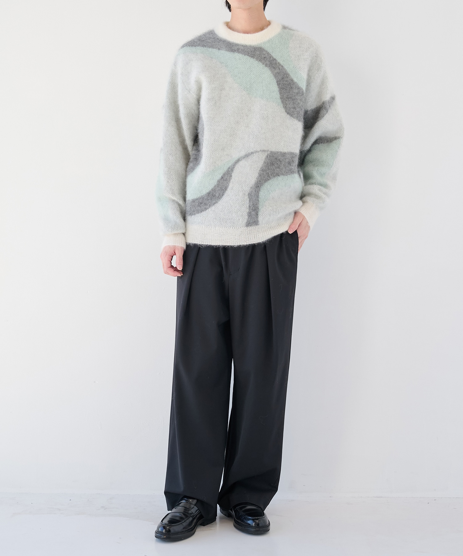 別注 Mohair Jacquard Crew Neck Knit WRAPINKNOT