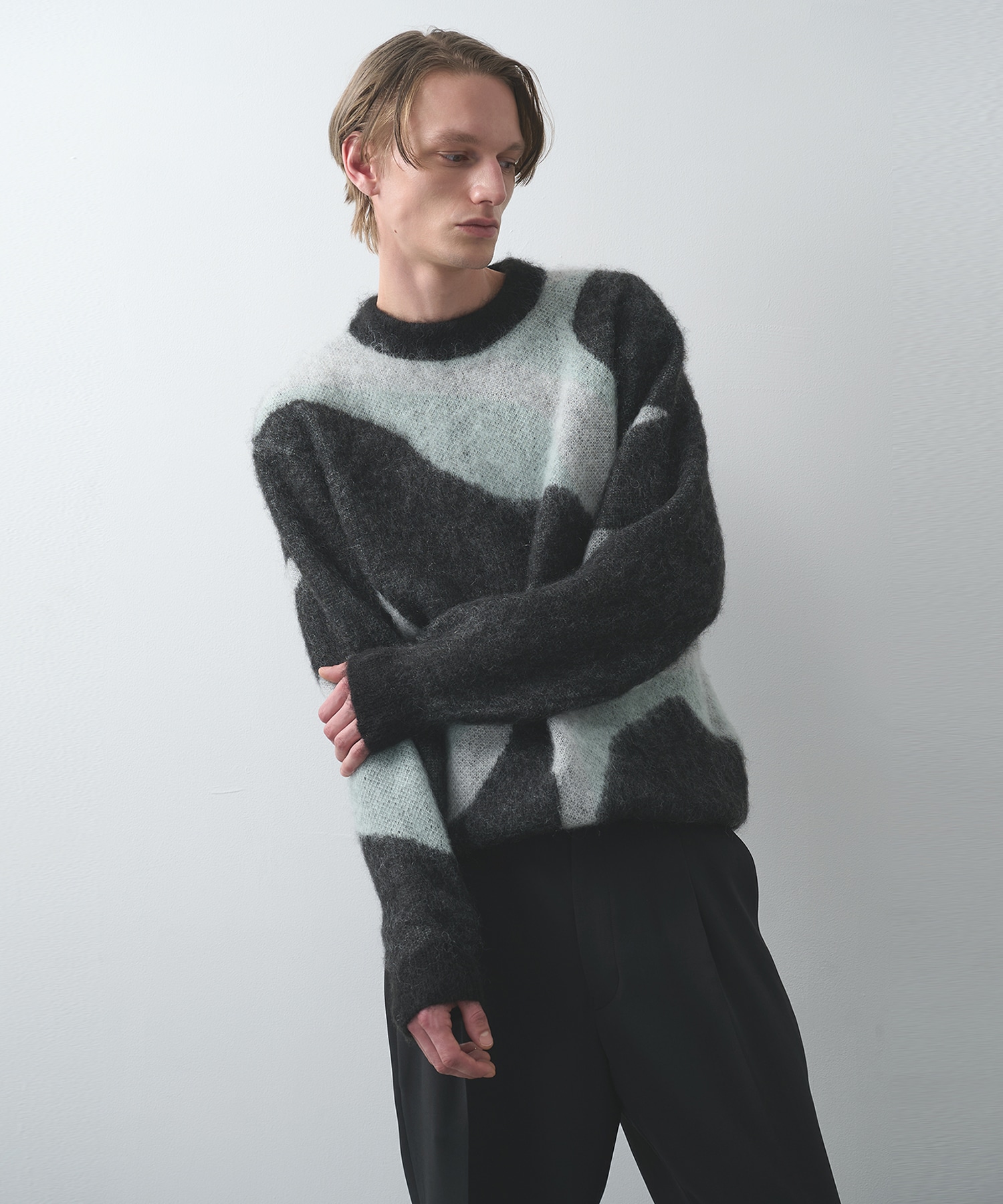 別注 Mohair Jacquard Crew Neck Knit WRAPINKNOT