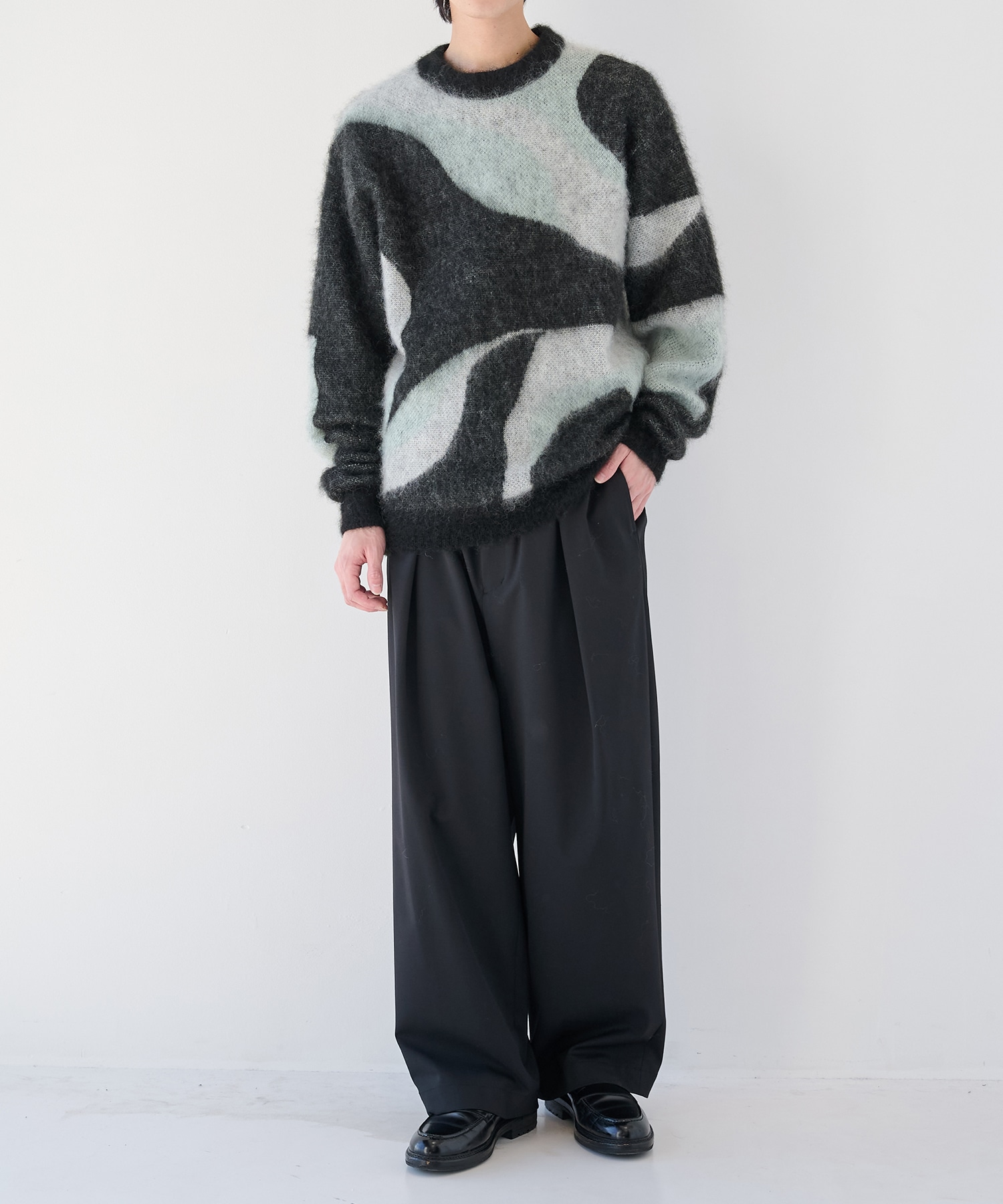 別注 Mohair Jacquard Crew Neck Knit WRAPINKNOT