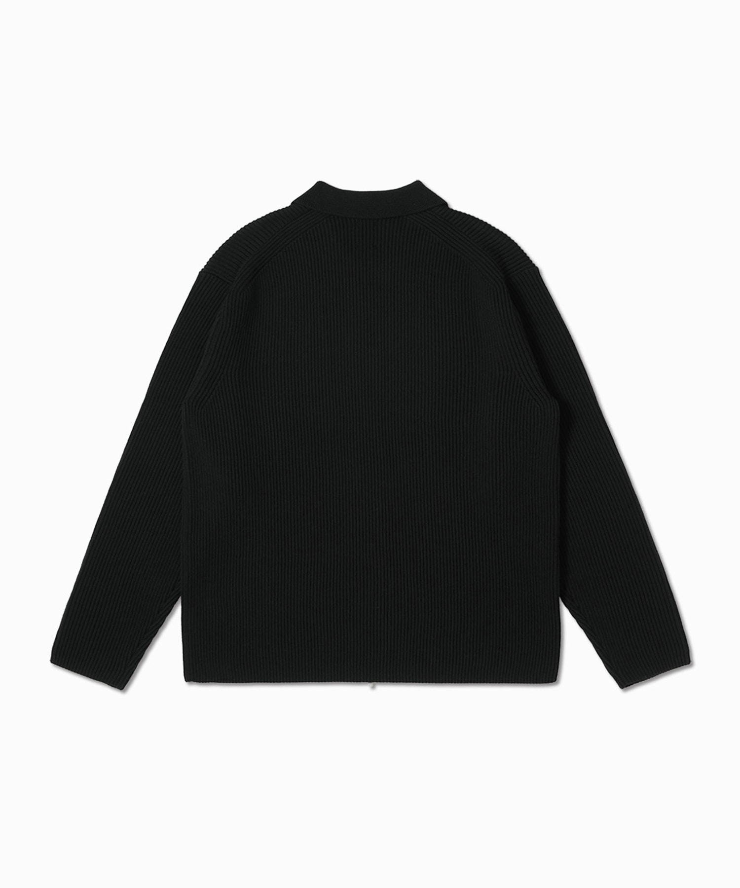 SOLID WOOL RIB POLO ZIP UP CARDIGAN BATONER