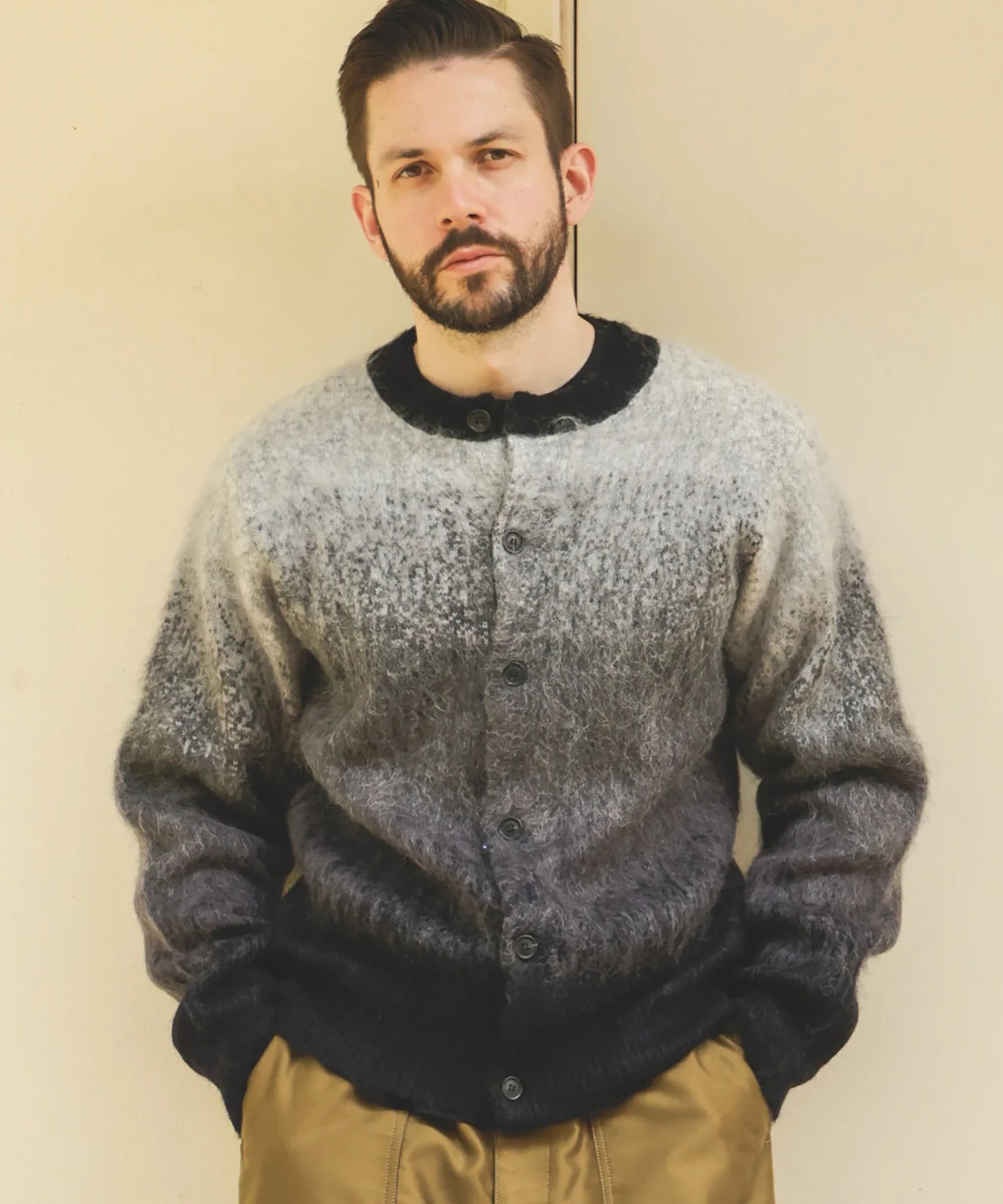 GRADATION MOHAIR KNIT /6-BUTTON CARDIGAN MR.OLIVE