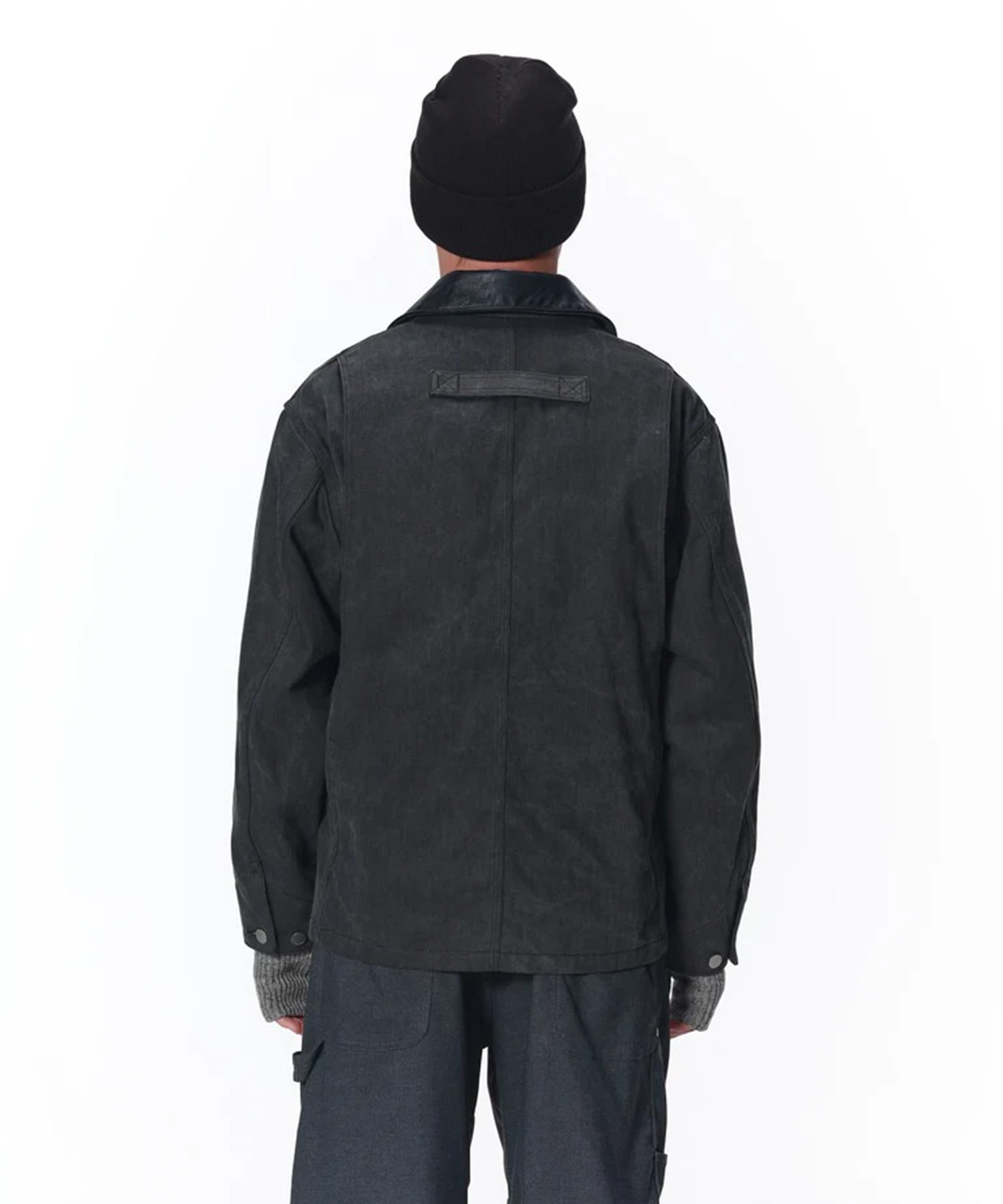 LEATHER COLLAR FADE COVERALL JieDa