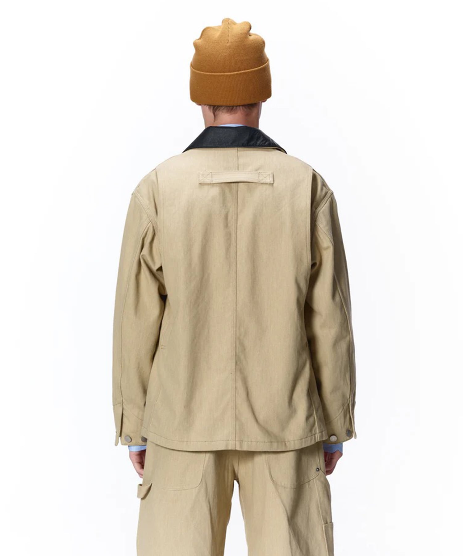 LEATHER COLLAR FADE COVERALL JieDa