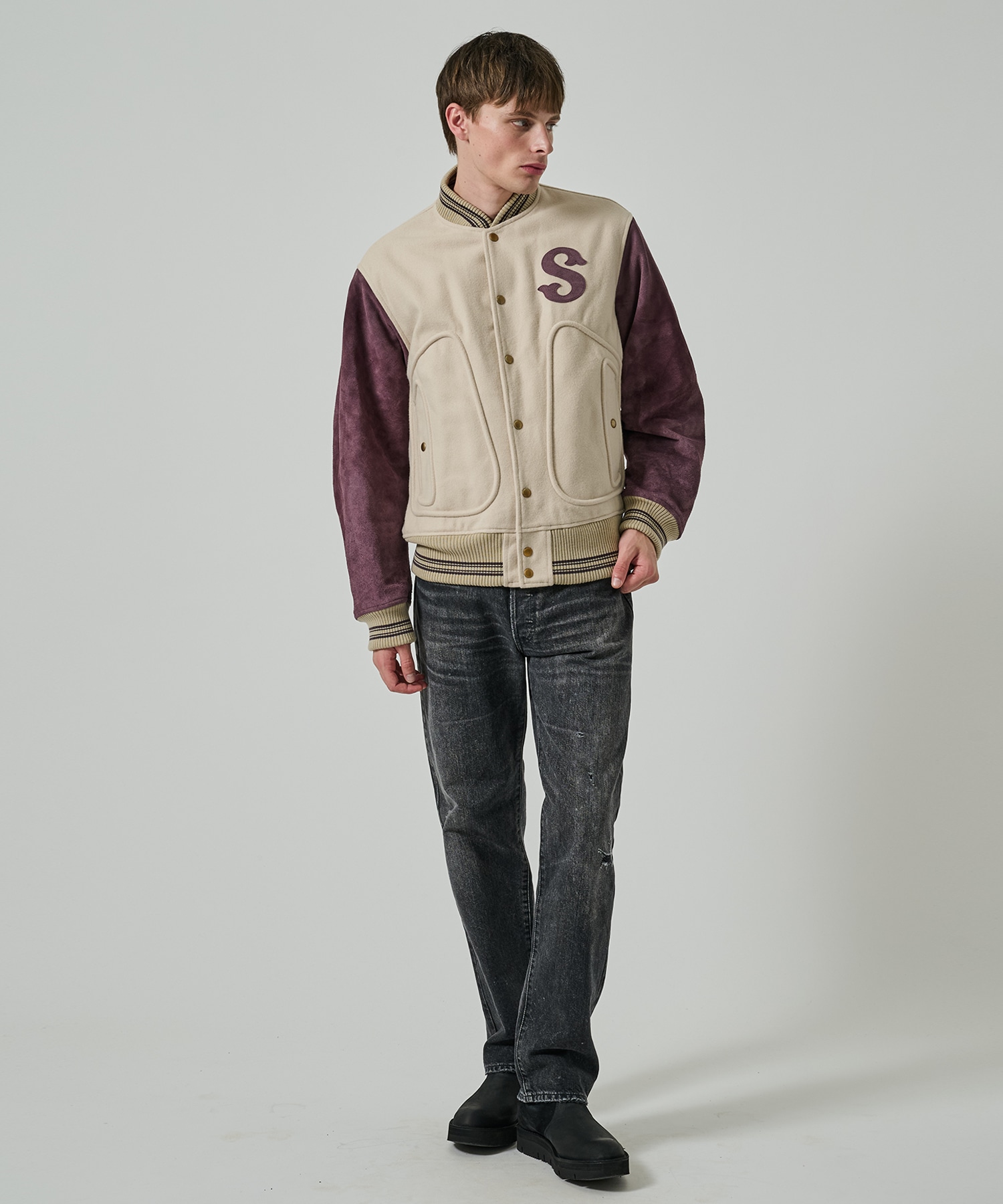 LEATHER STUDIUM JACKET SUGARHILL