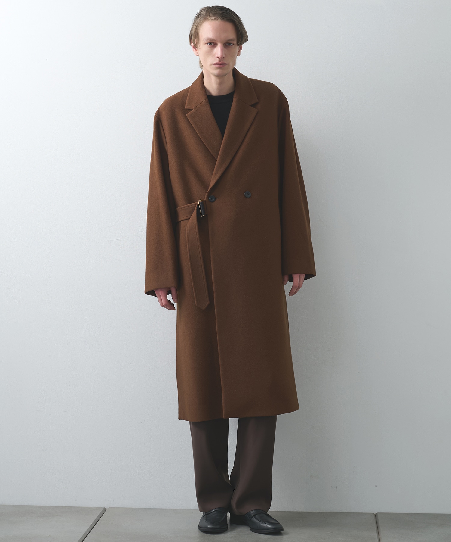 Lamb Wool Melton Tie Locken Long Chester Coat CULLNI