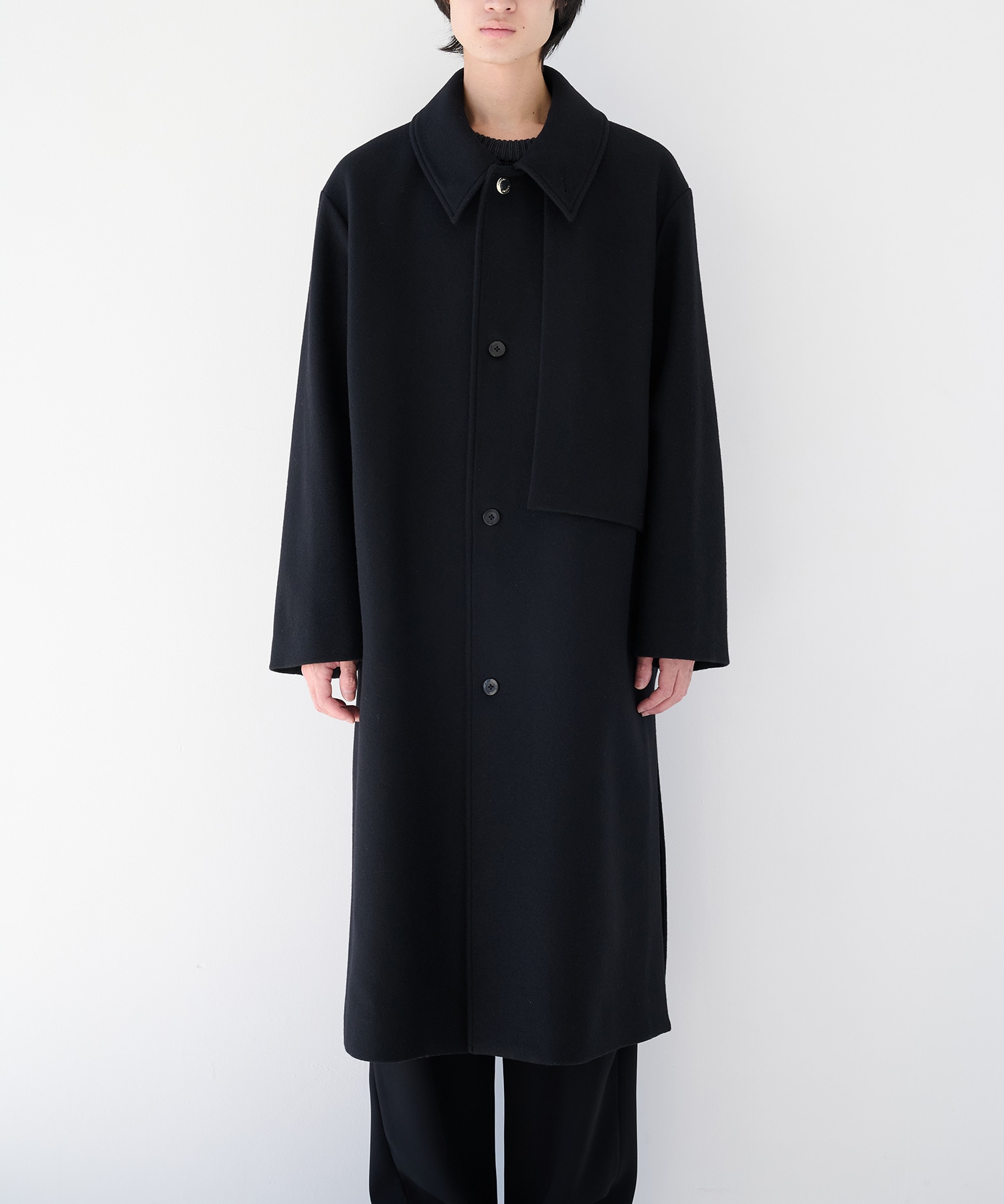 Lamb Wool Melton Layerd Long Coat｜CULLNI