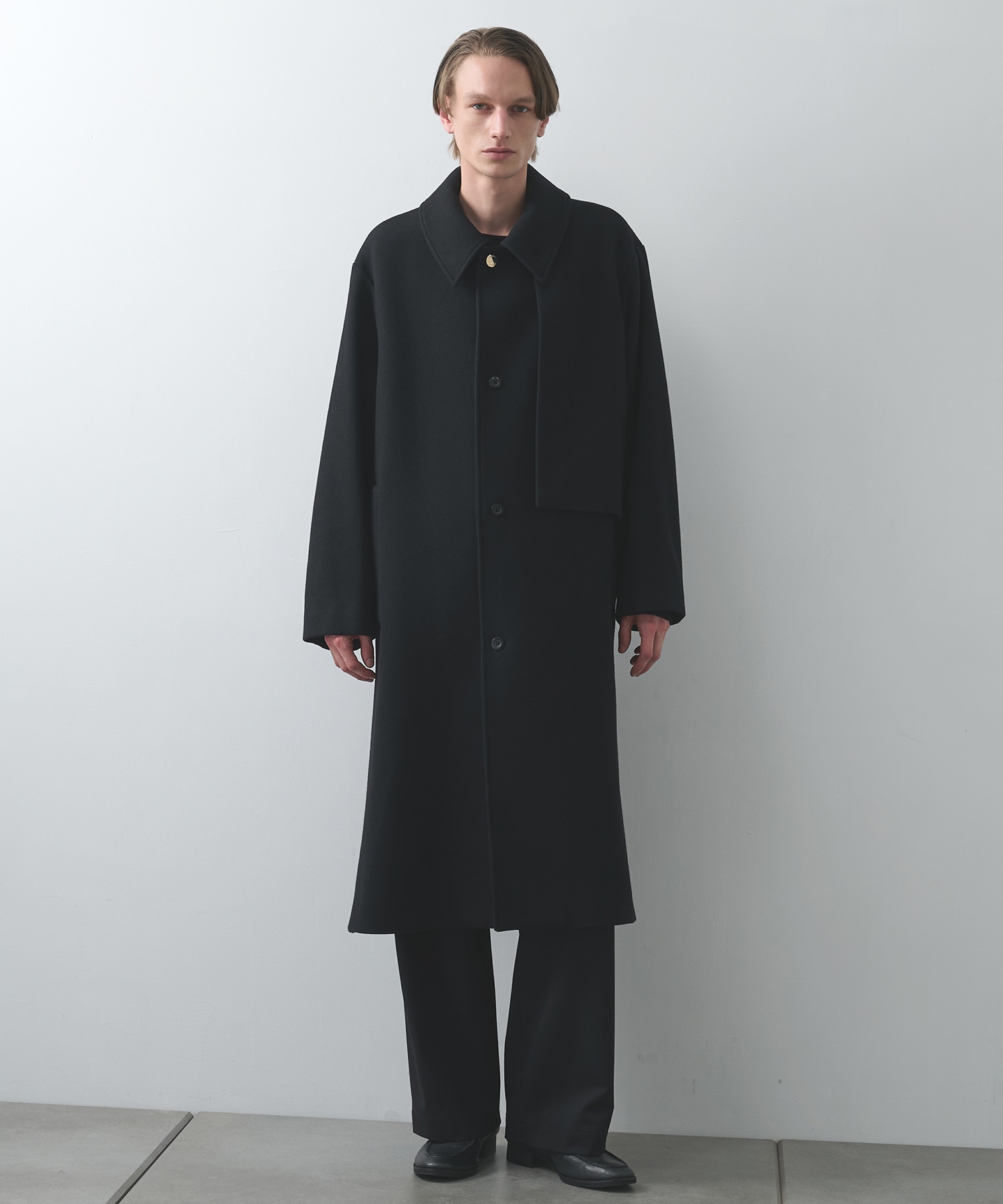 Lamb Wool Melton Layerd Long Coat CULLNI