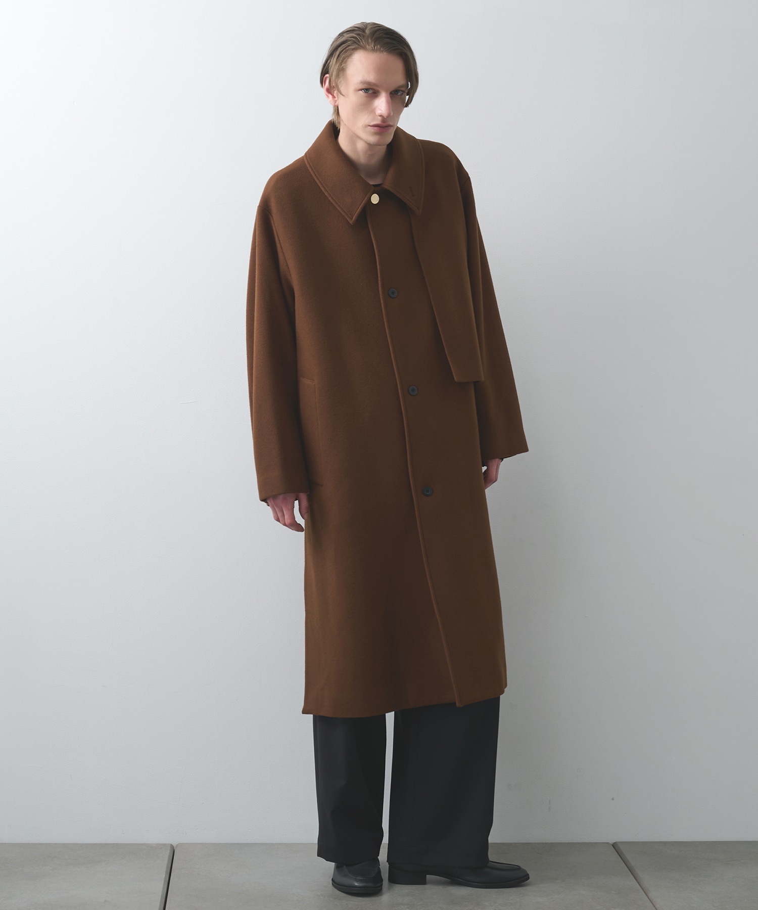Lamb Wool Melton Layerd Long Coat CULLNI