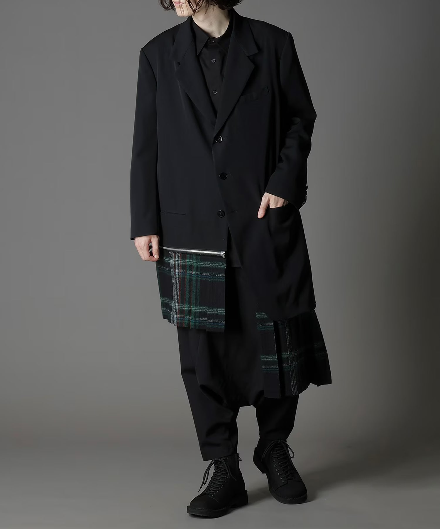 W/GABARDINE DOUBLE GAUZE RIGHT PLEATED JACKET GroundY