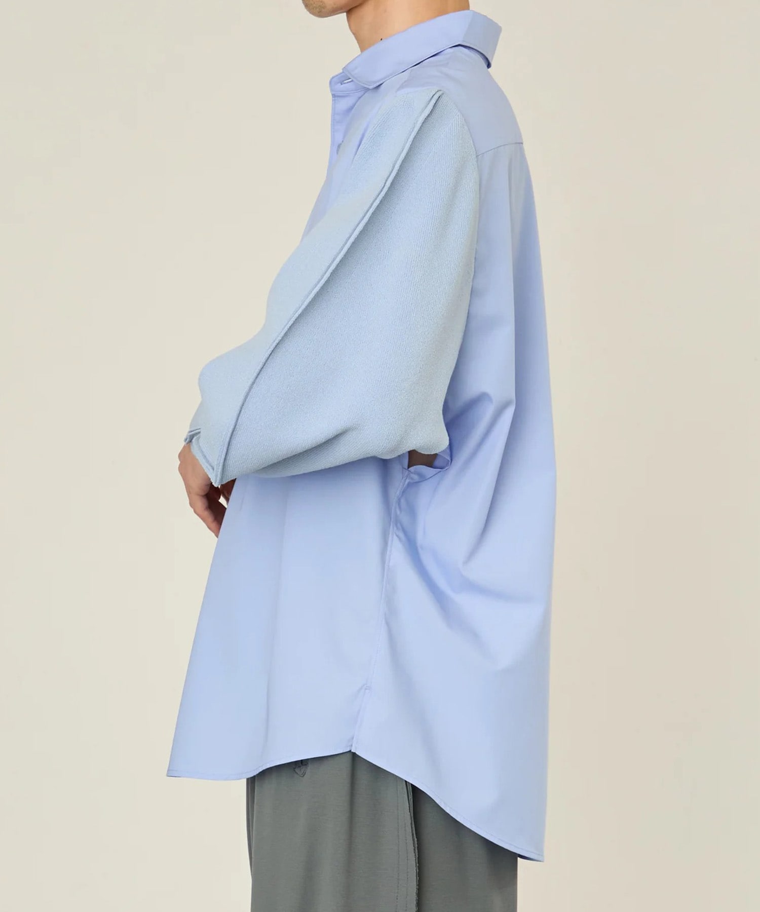 KNIT SLEEVE  DOCKING SHIRTS I'm here