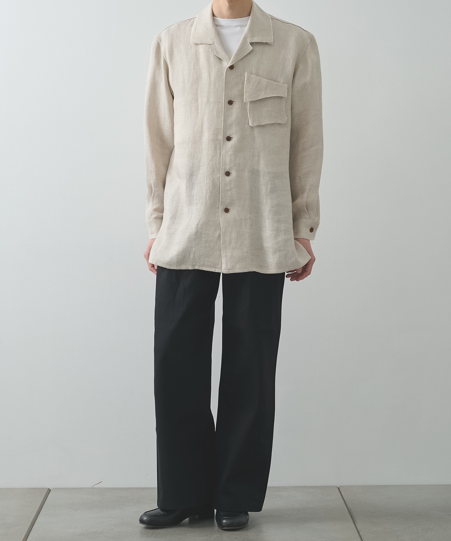 リネンオープンカラーシャツ sulvam