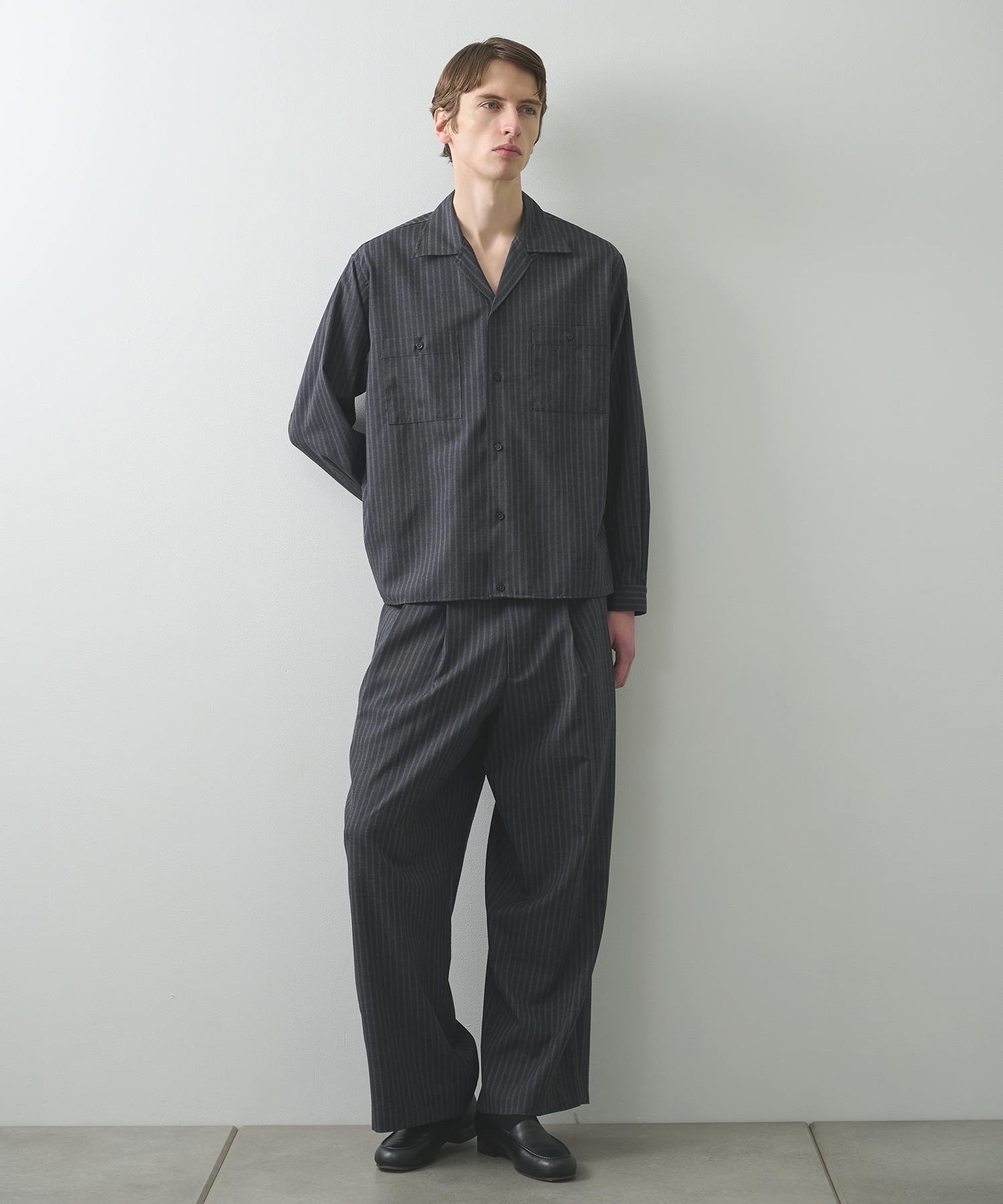 2/72ウールトロピカルワッシャー / ダブルポケットオープンカラーシャツ MARKAWARE/marka