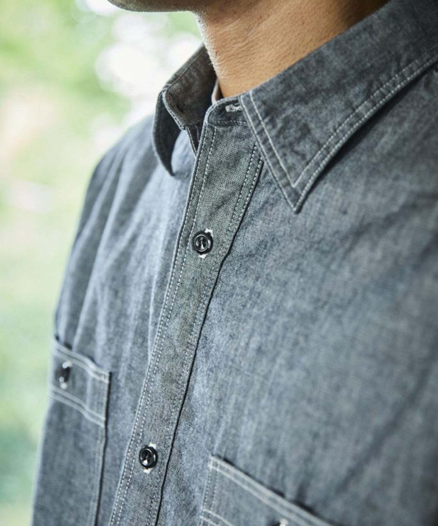 RELAX FIT BLACK CHAMBRAY WORK SHIRT orSlow