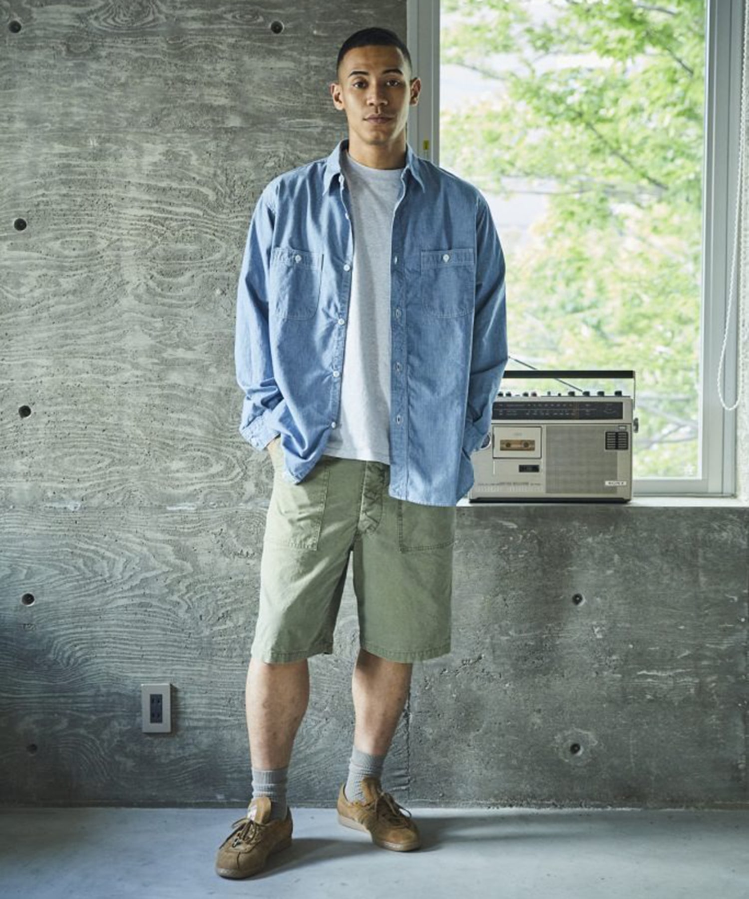 RELAX FIT CHAMBRAY WORK SHIRT orSlow