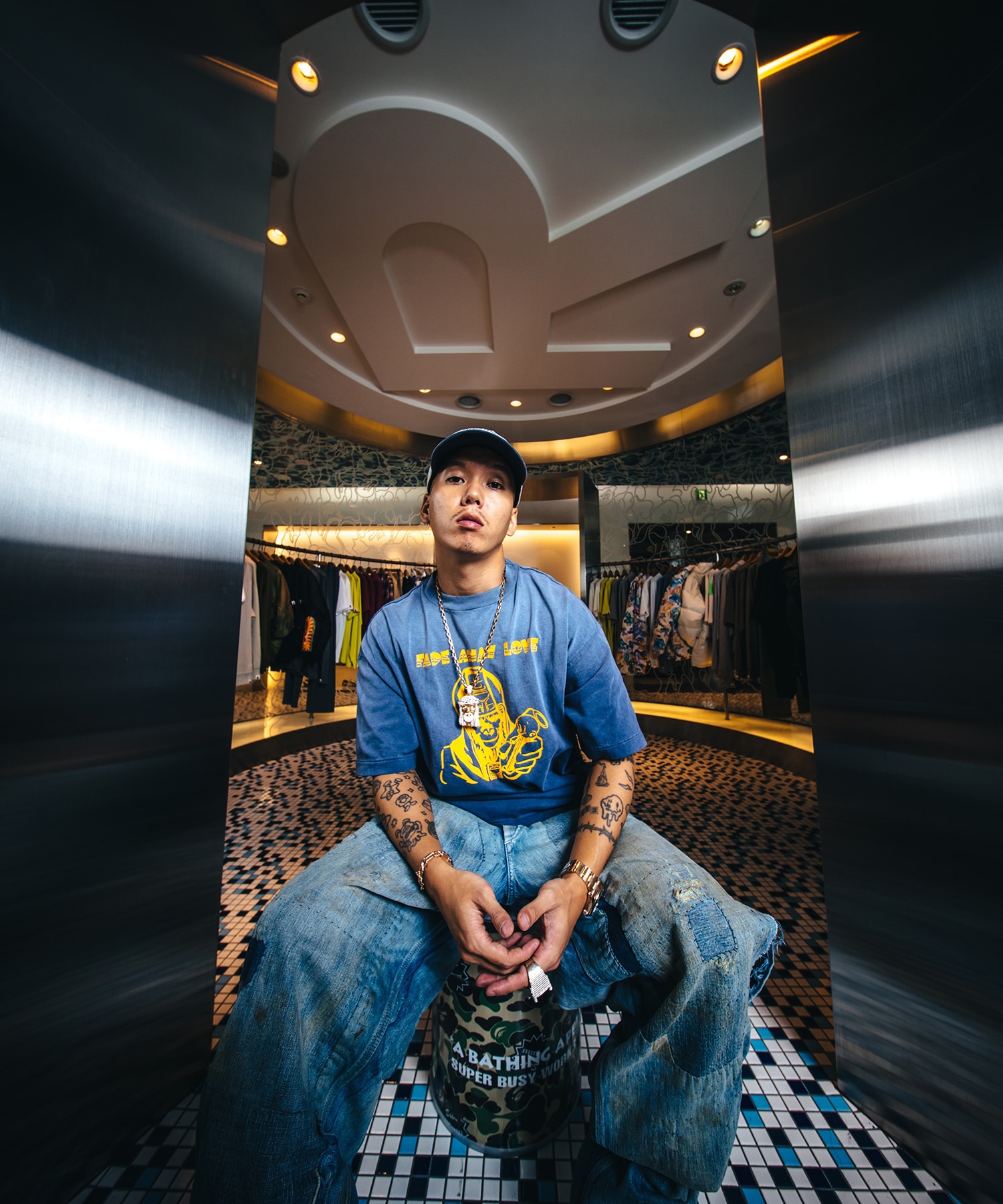 SM-MK8-0000-C50/BAPE_SS T-SHIRT/FADE AWAY LV/NV SAINT M××××××